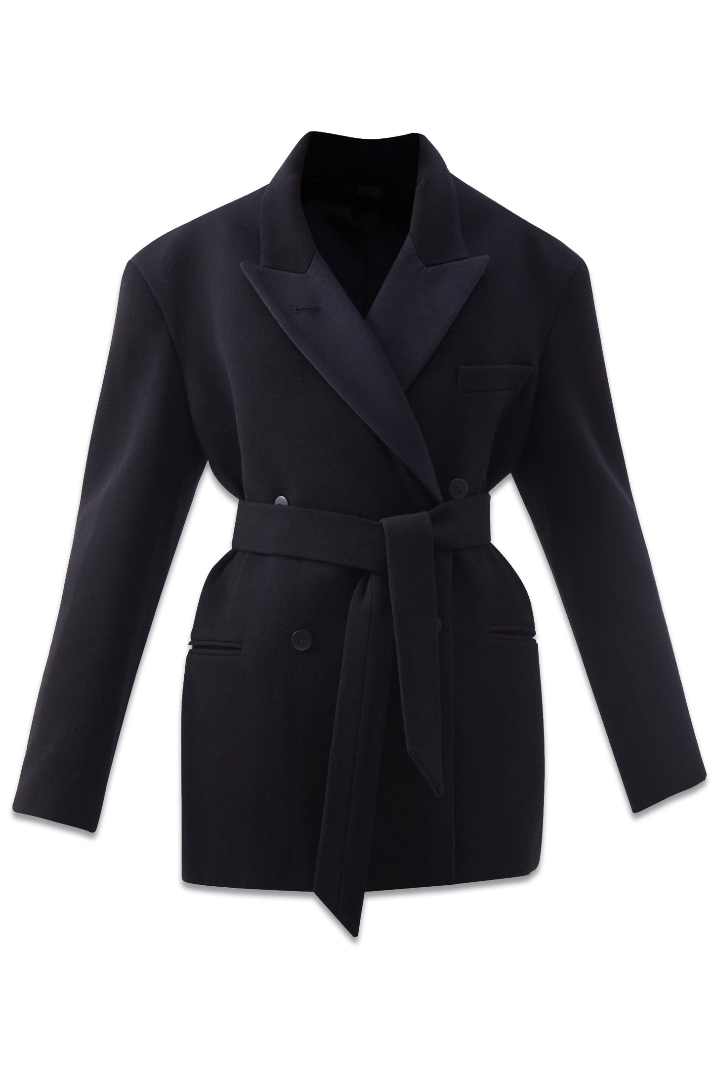 Exaggerated Recycled Wool-blend Tux Blazer
