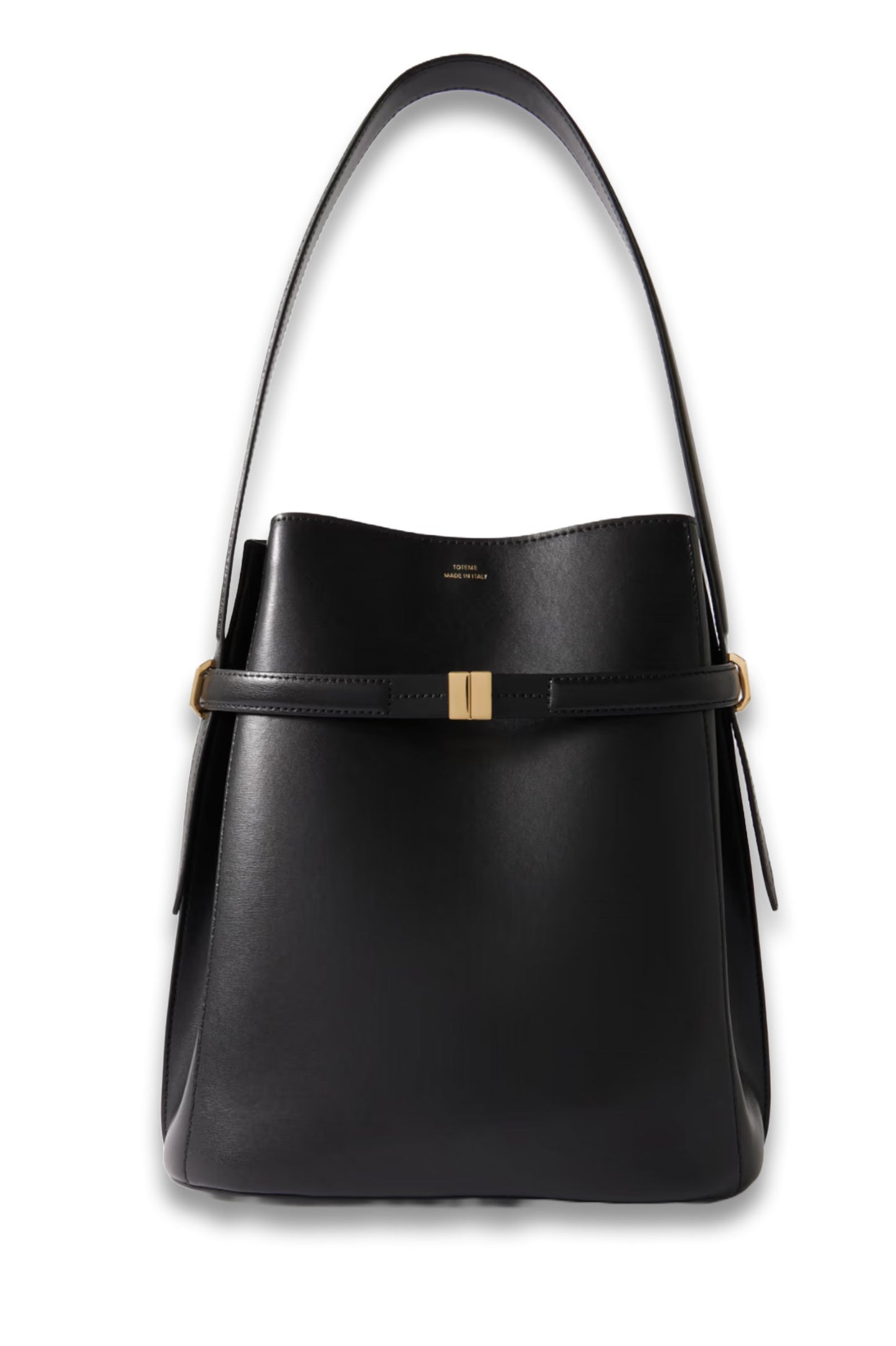 Belted leather tote