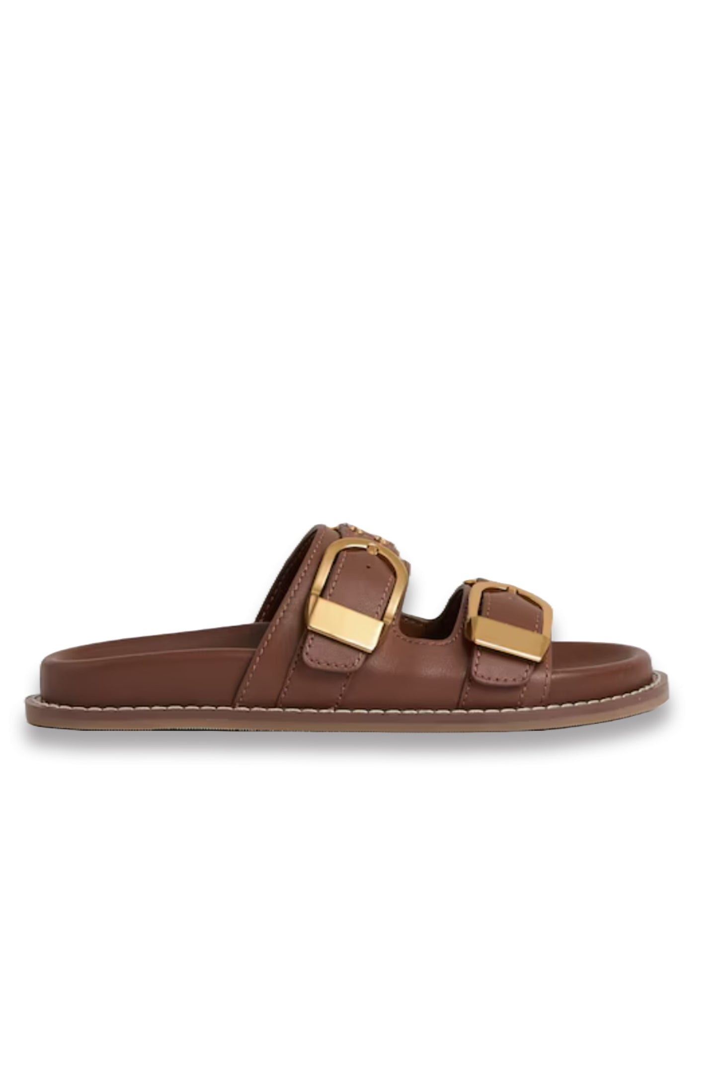 Leather Buckled Slip-On Sandals