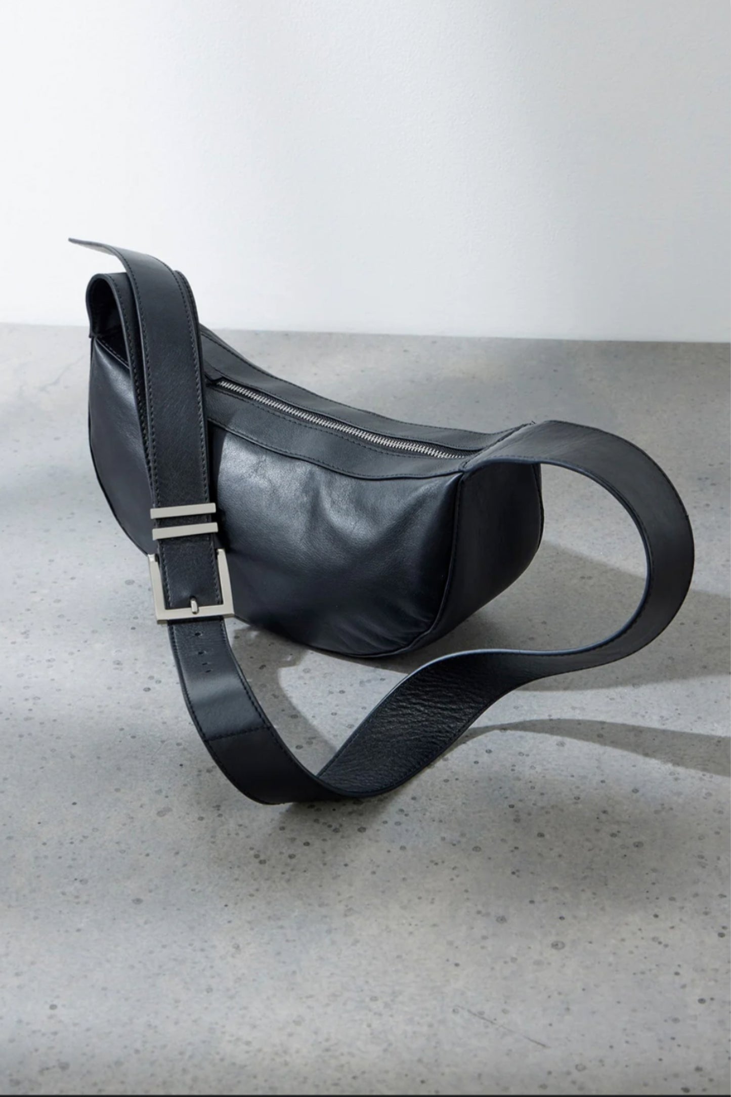 Black Leather Sling Bag