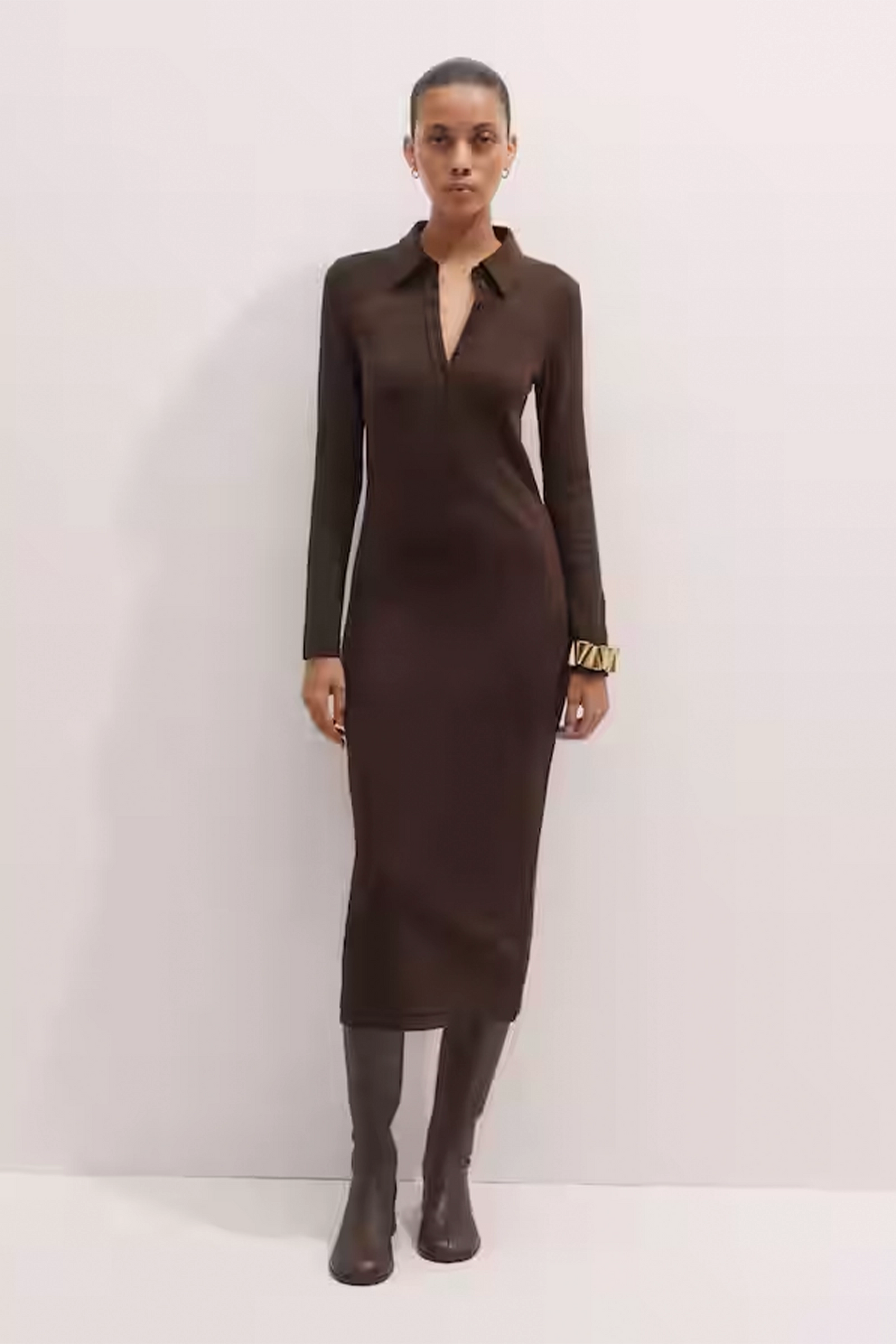 Rib Midi Shirt Dress