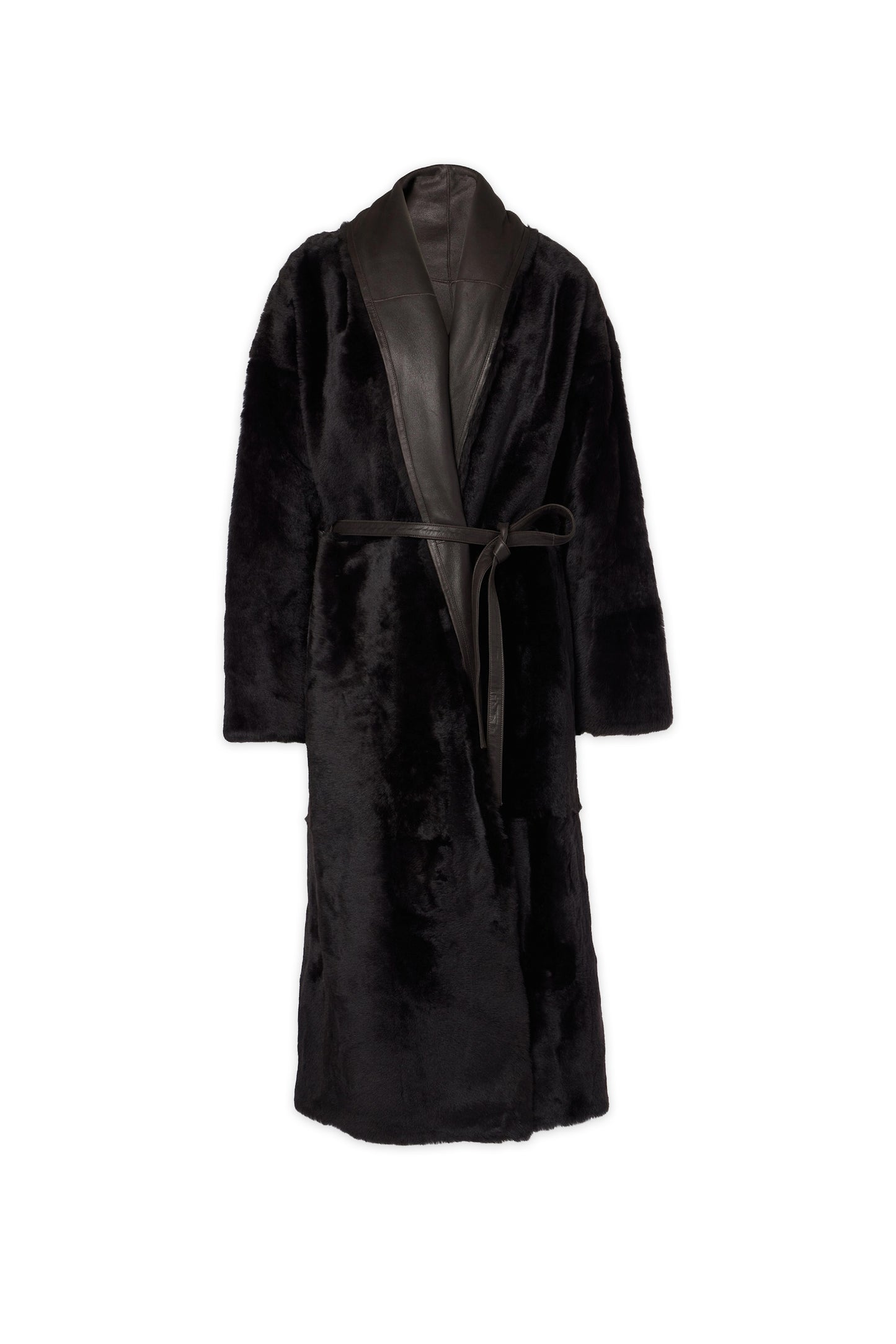 Leather-Trimmed Shearling Coat