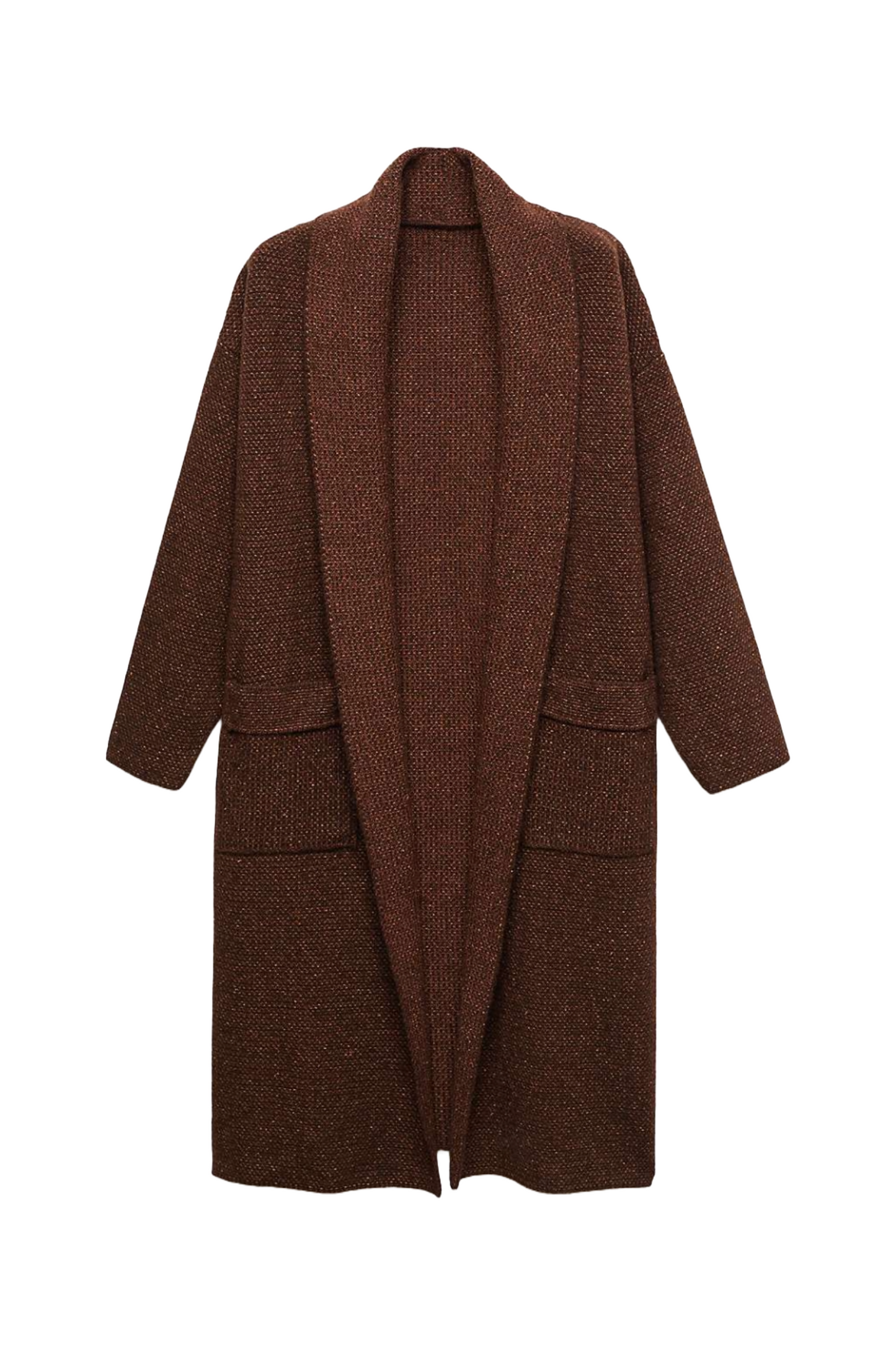 Chasey Longline Knitted Duster Coat, Brown