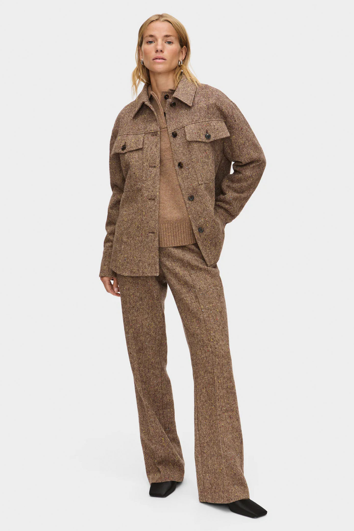 Charlie Wool Overshirt and Lena Wool Tailored Trouser