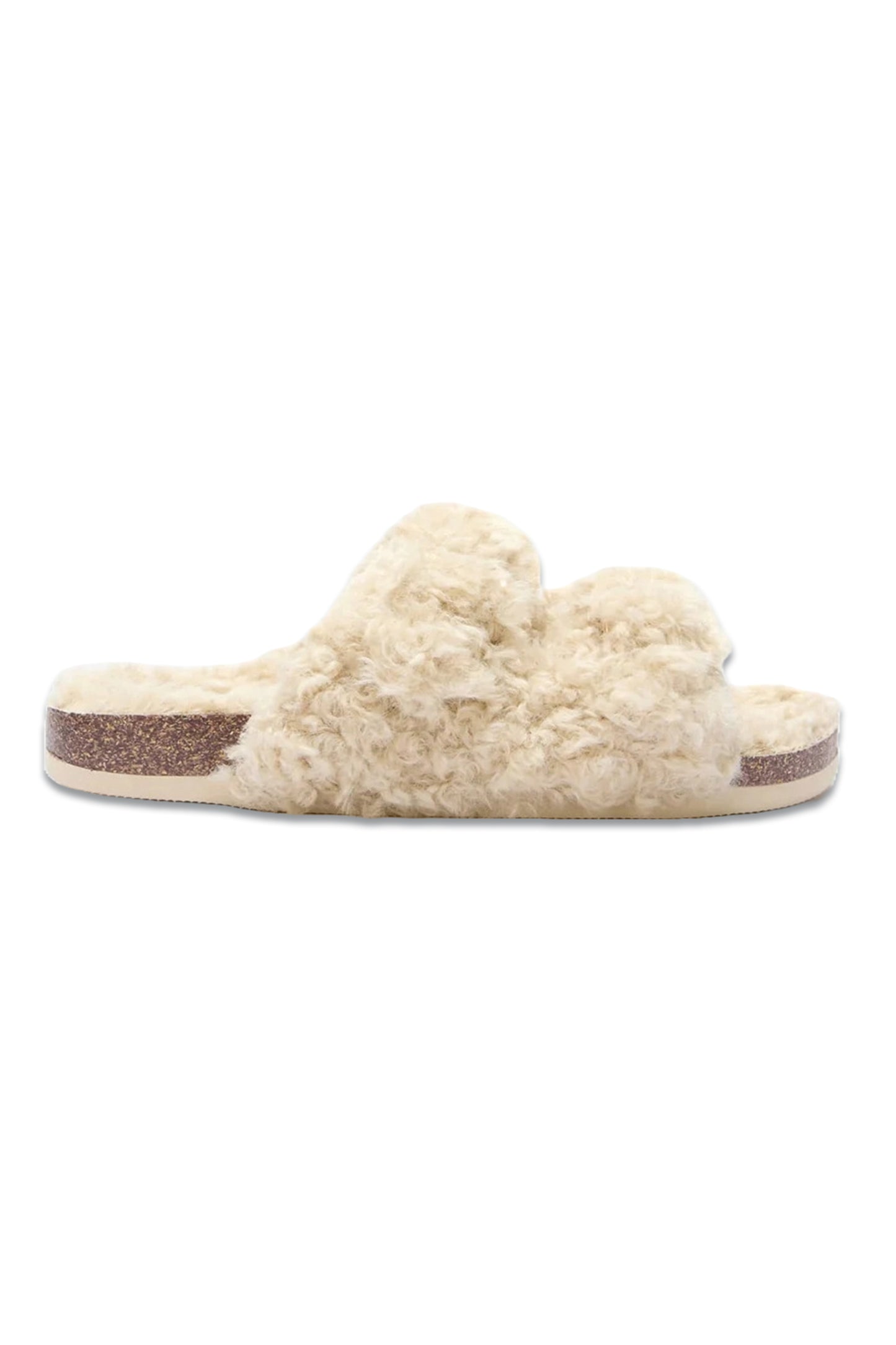 Cream Borg Strappy Sliders