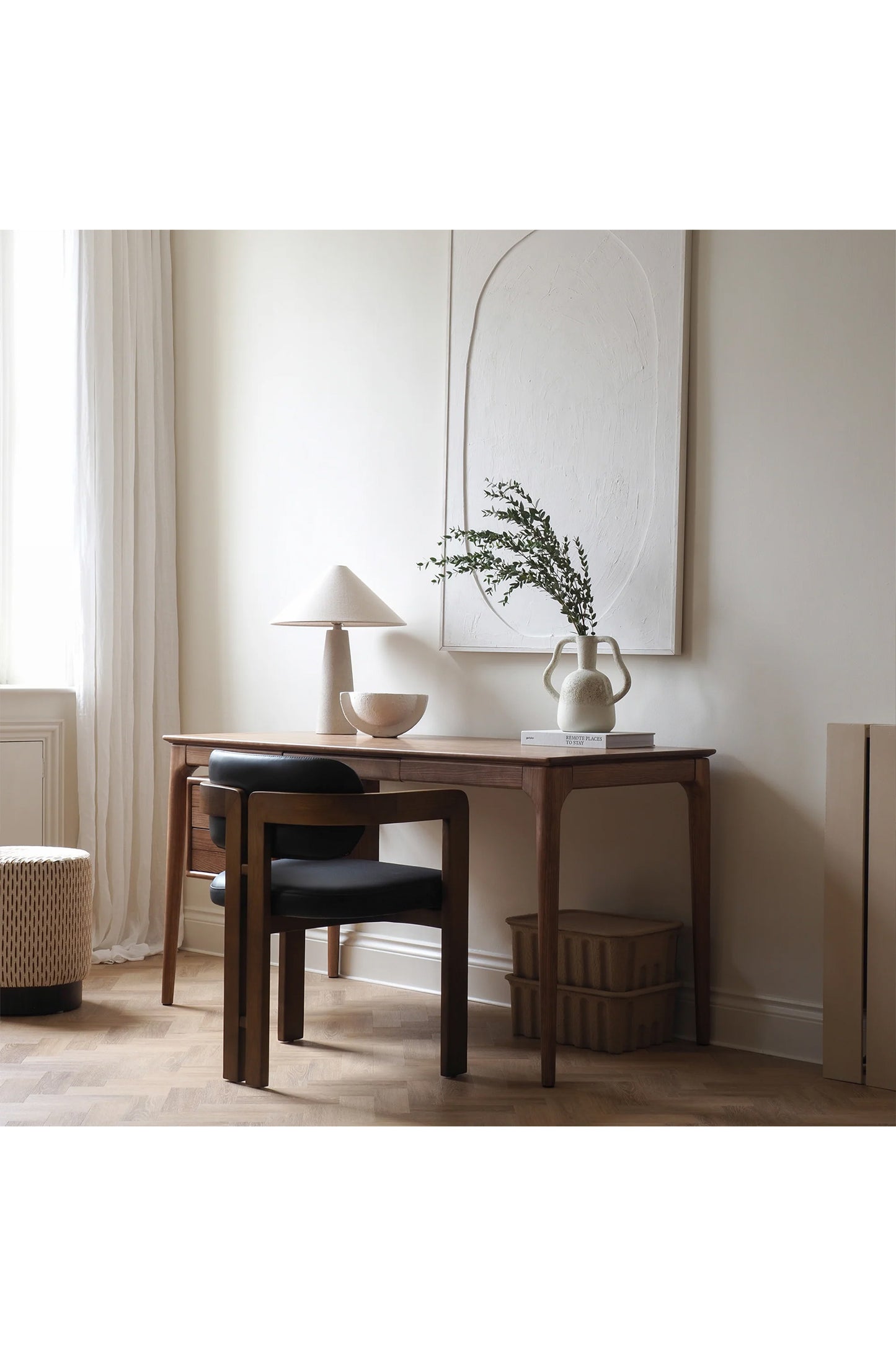 Curved Walnut Dining Chair - Leather