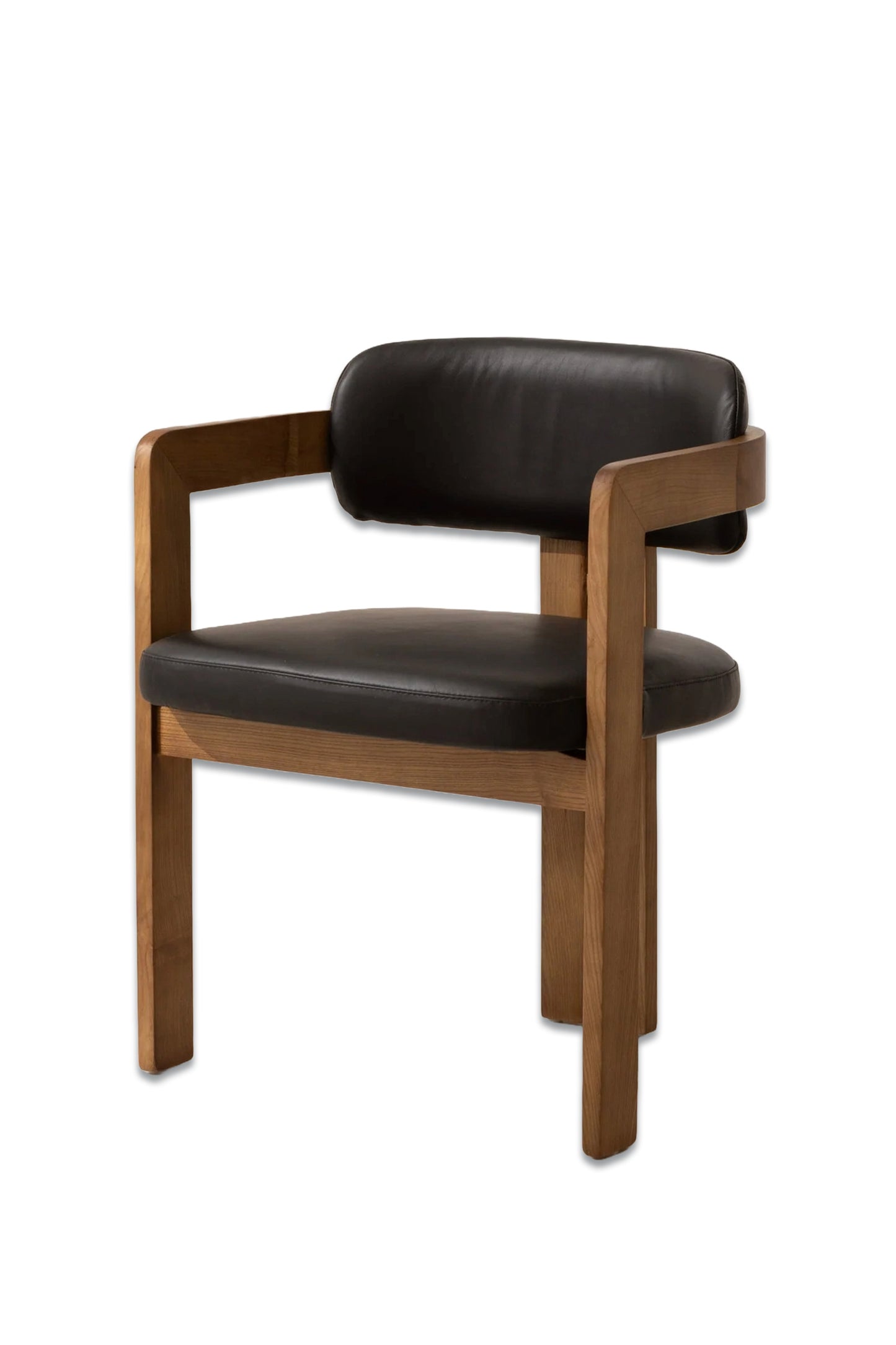 Curved Walnut Dining Chair - Leather