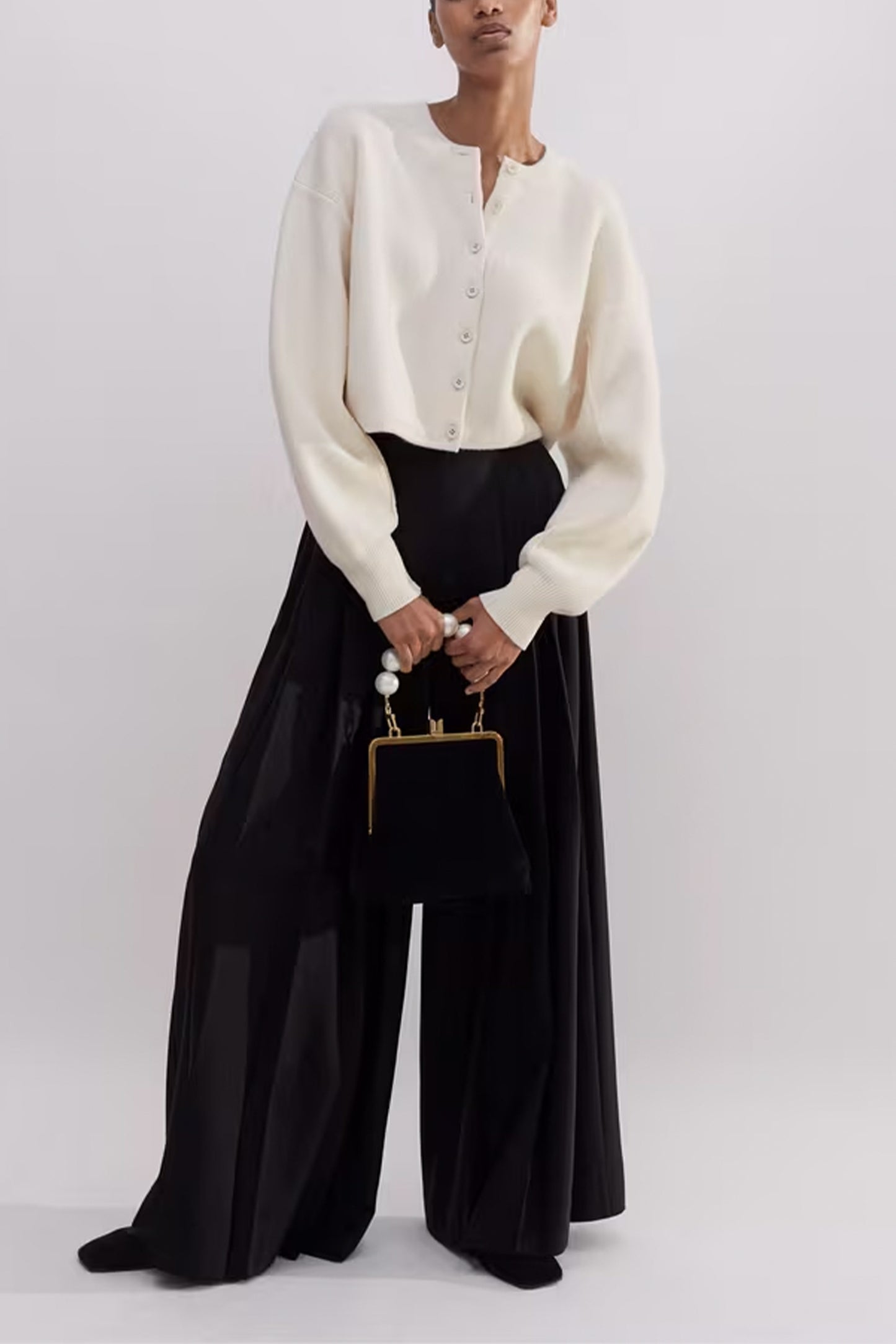 Dramatic Sleeve Crop Knit Jacket