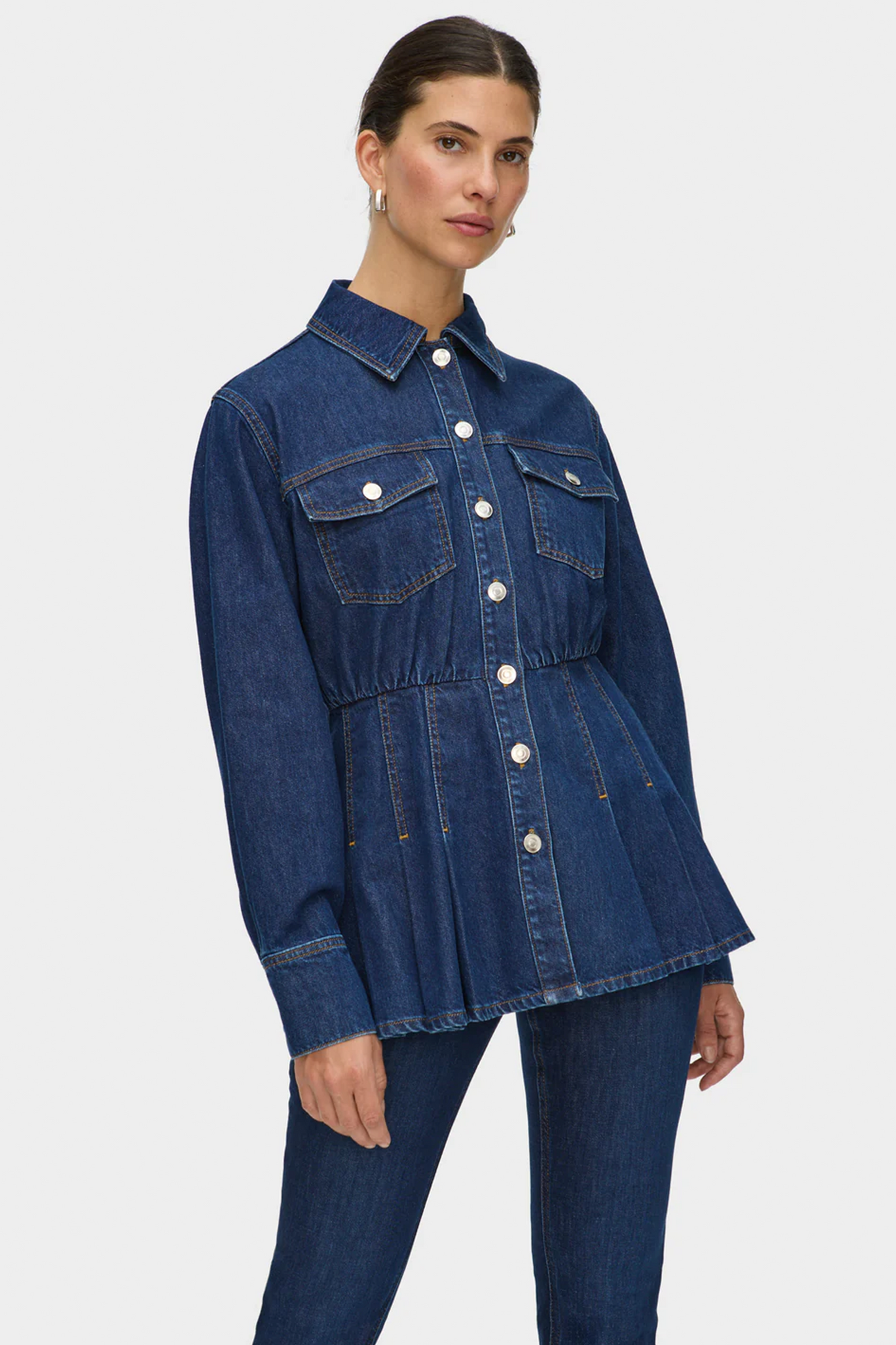 Hana Peplum Denim Shirt