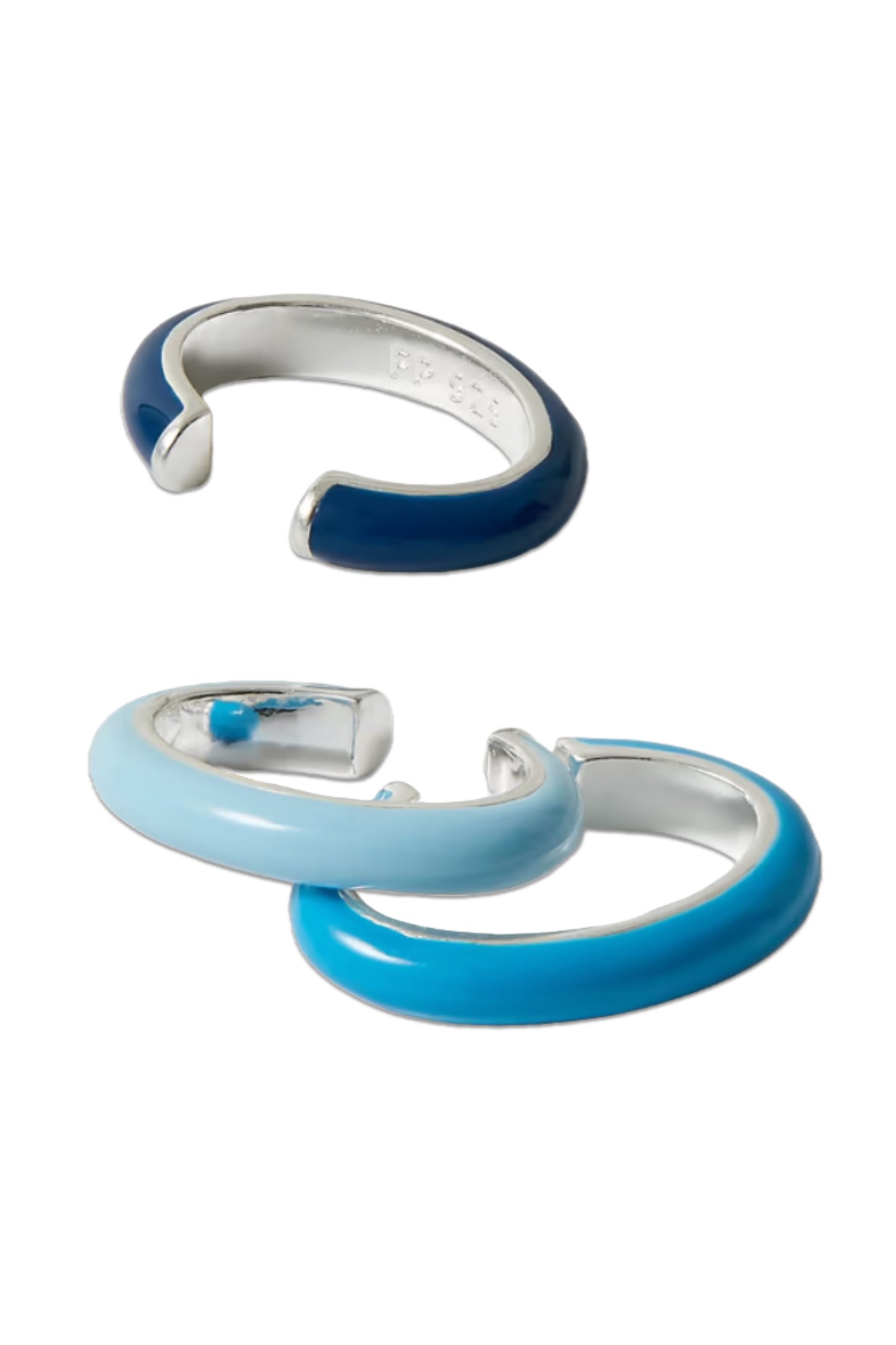 Ombré Set Of Three Sterling Silver And Enamel Ear Cuffs