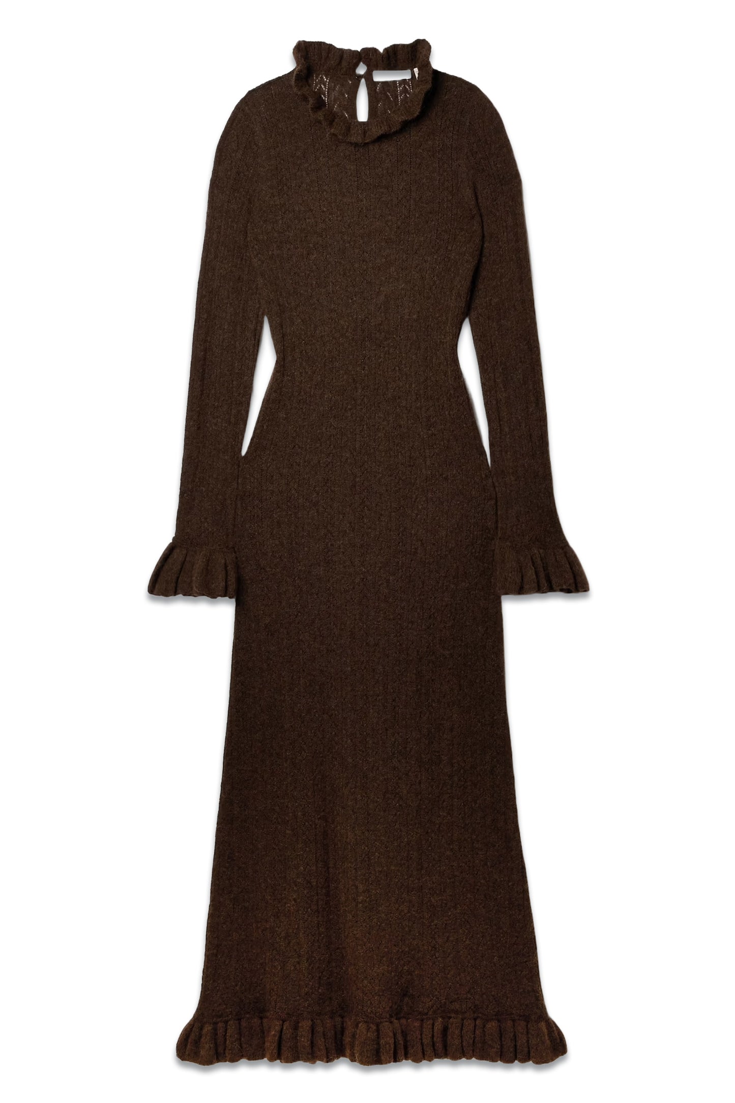 Estella Ruffled Pointelle-knit Alpaca-blend Midi Dress