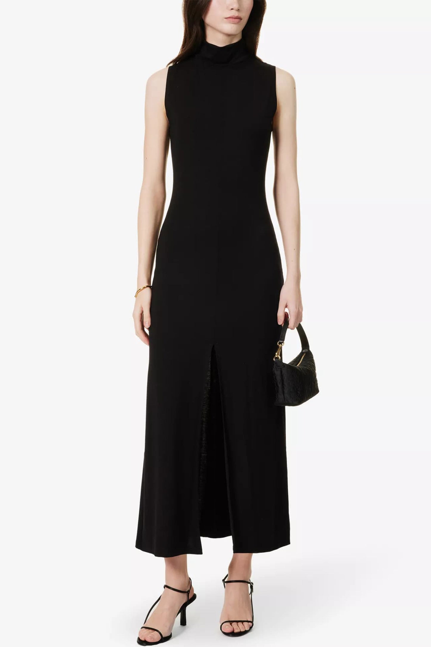 Axton High-neck Stretch-woven Midi Dress