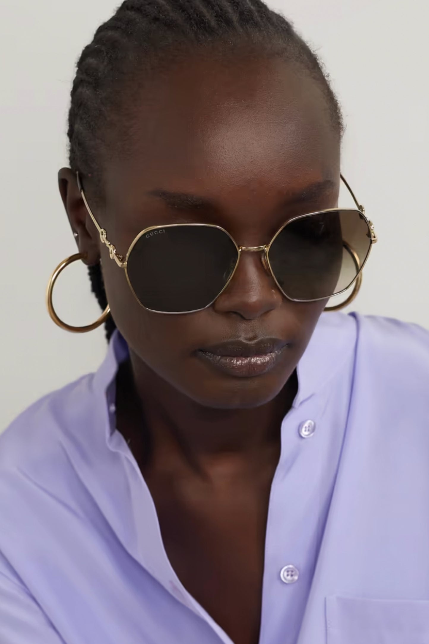 GG Horsebit D-frame Gold-tone Metal Sunglasses