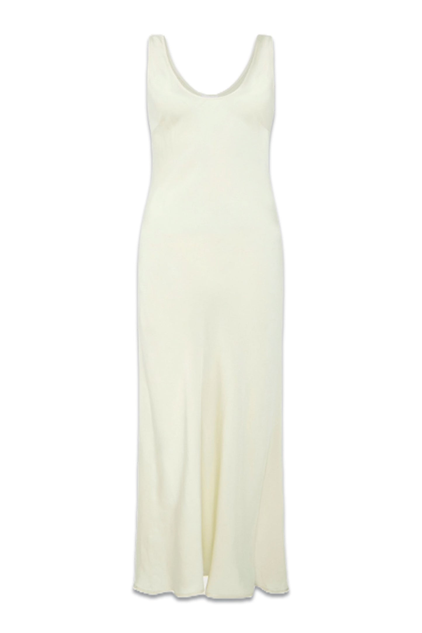 Palm Bias Cut Ivory Satin Slip Dress