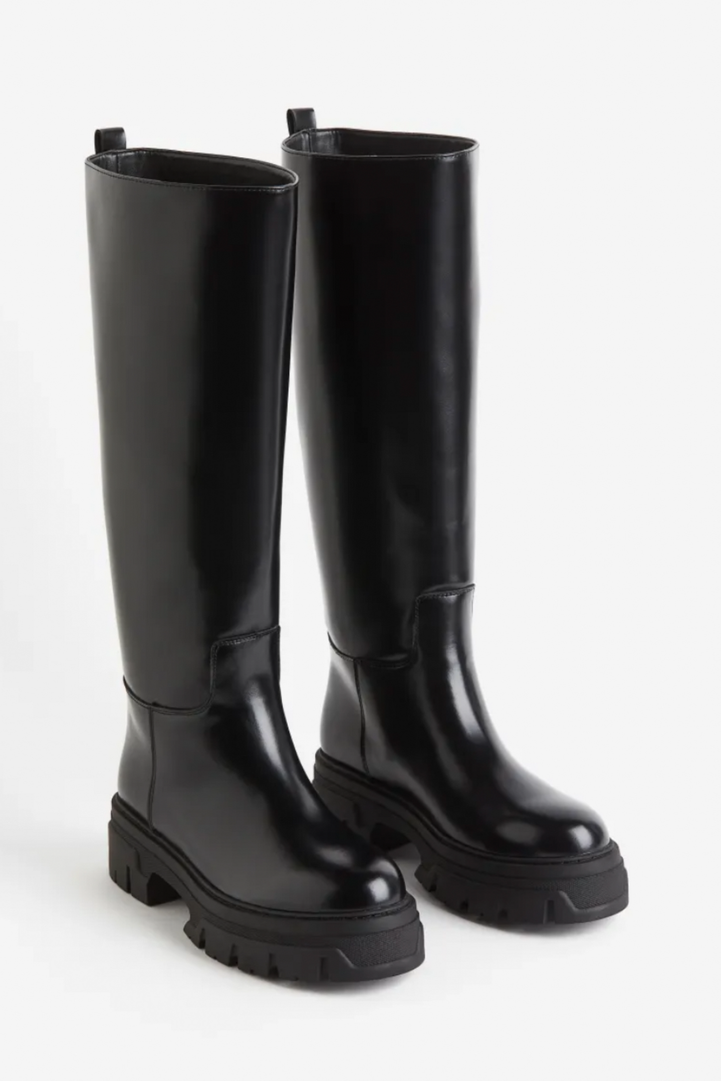 Black Chunky Knee-High Boots