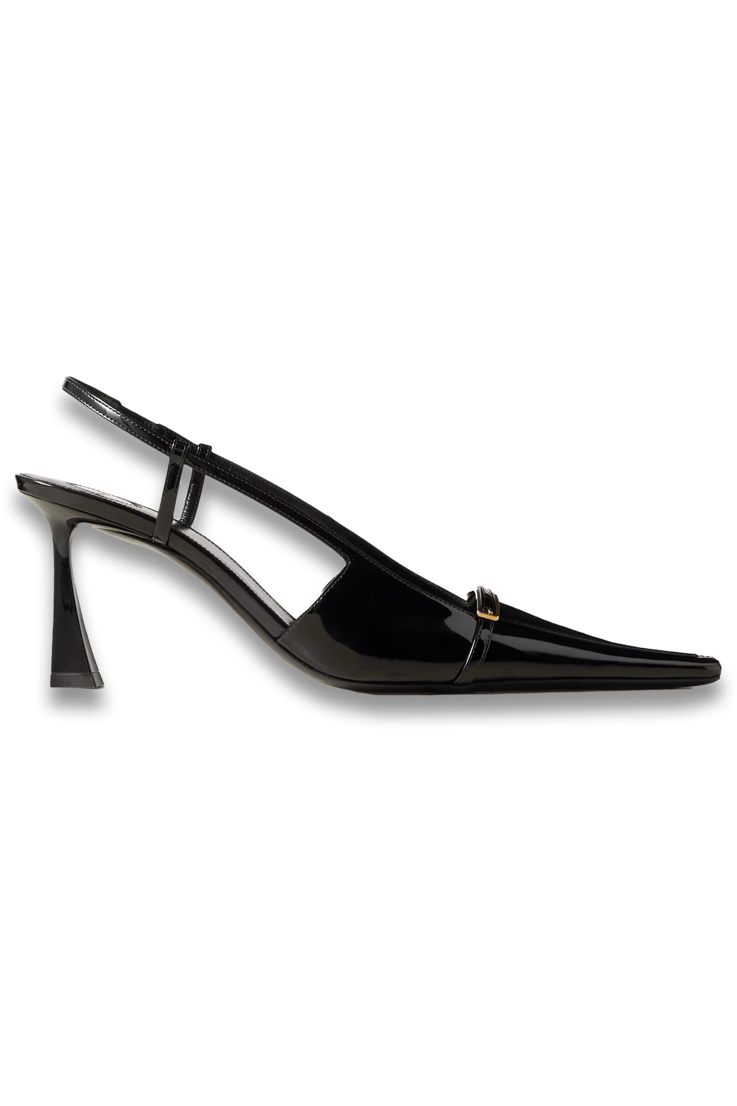Jacqueline buckle-embellished patent-leather slingback pumps