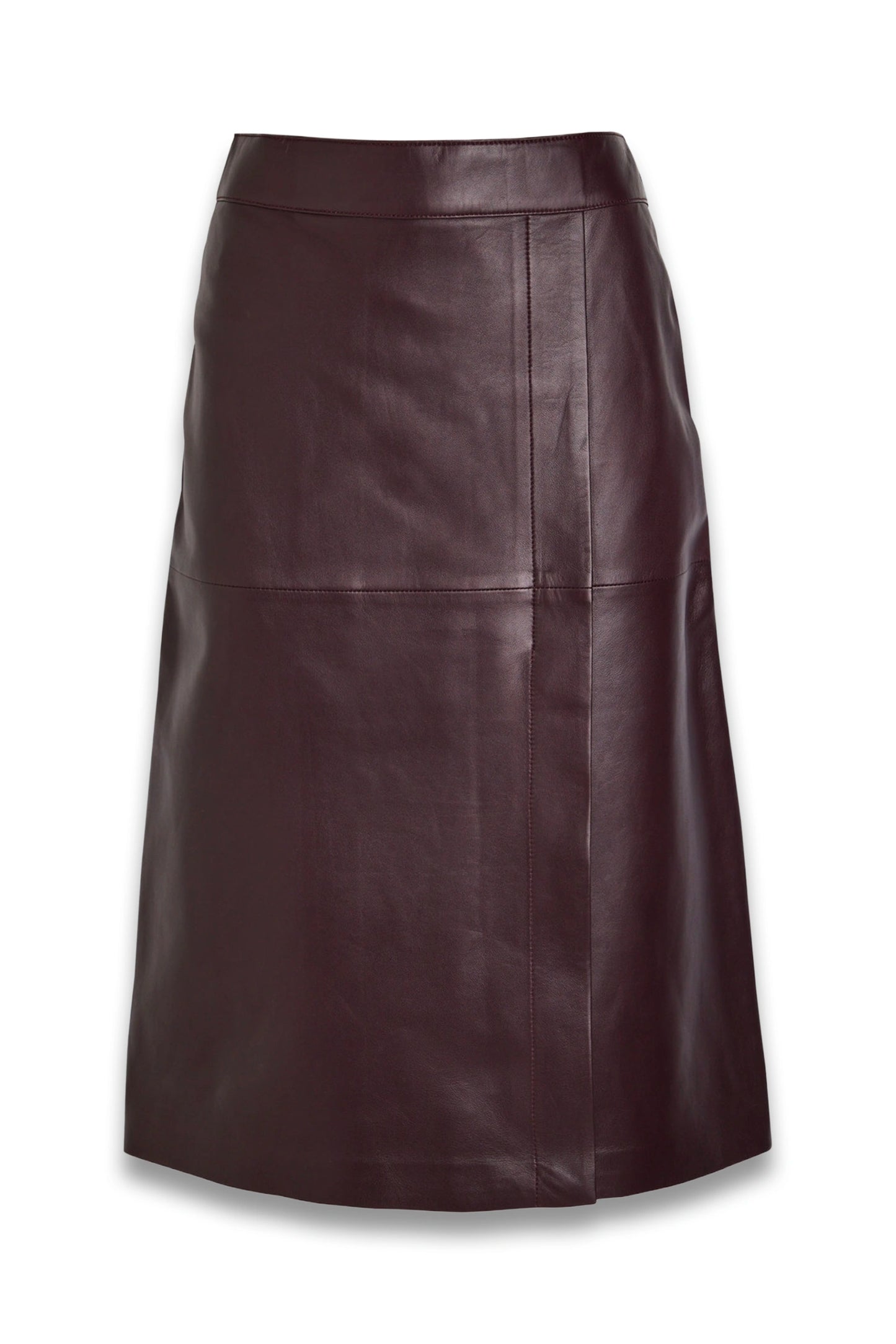 Panelled Wrap-effect Leather Midi Skirt