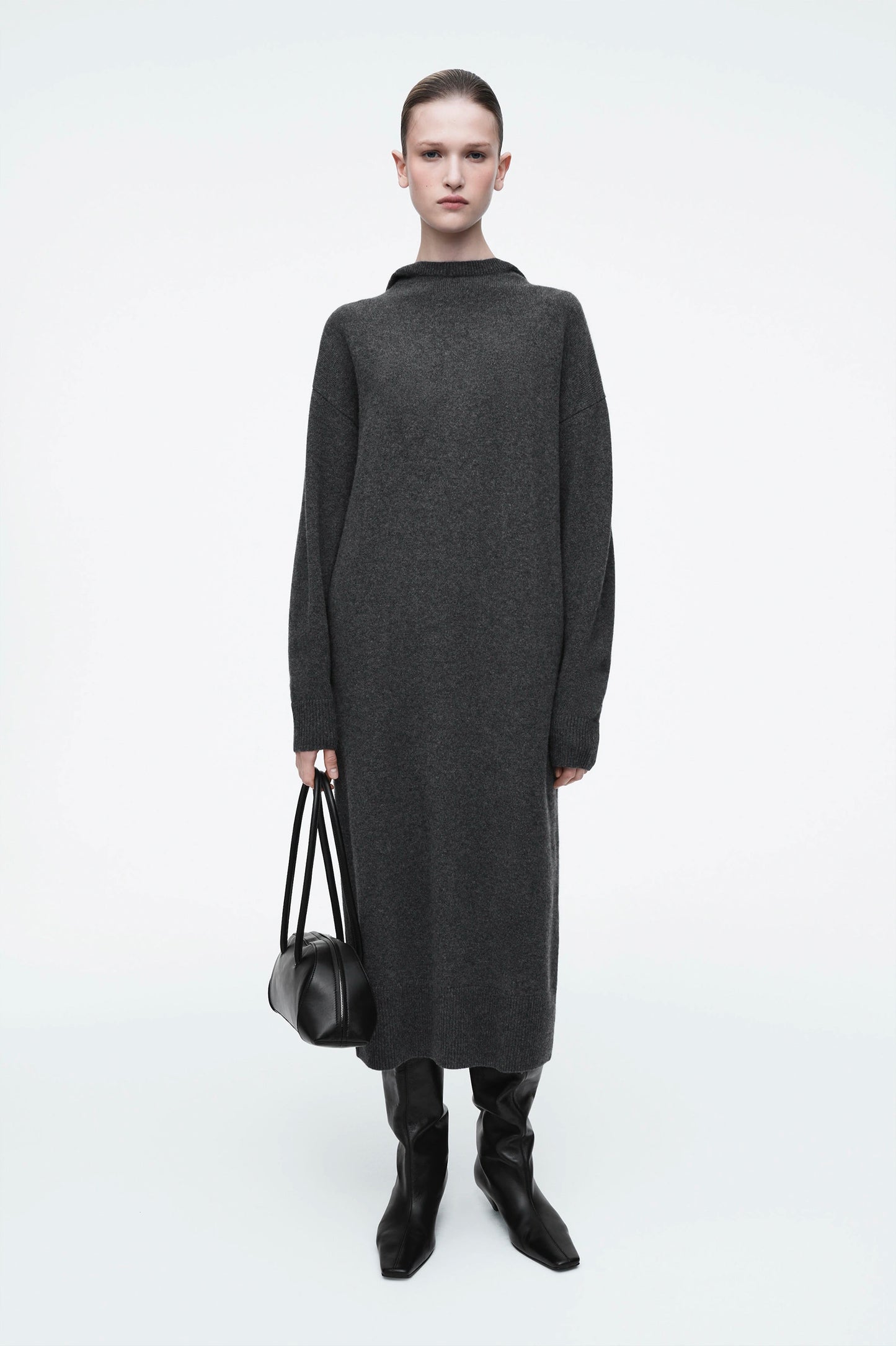 Hooded Merino Wool Maxi Dress