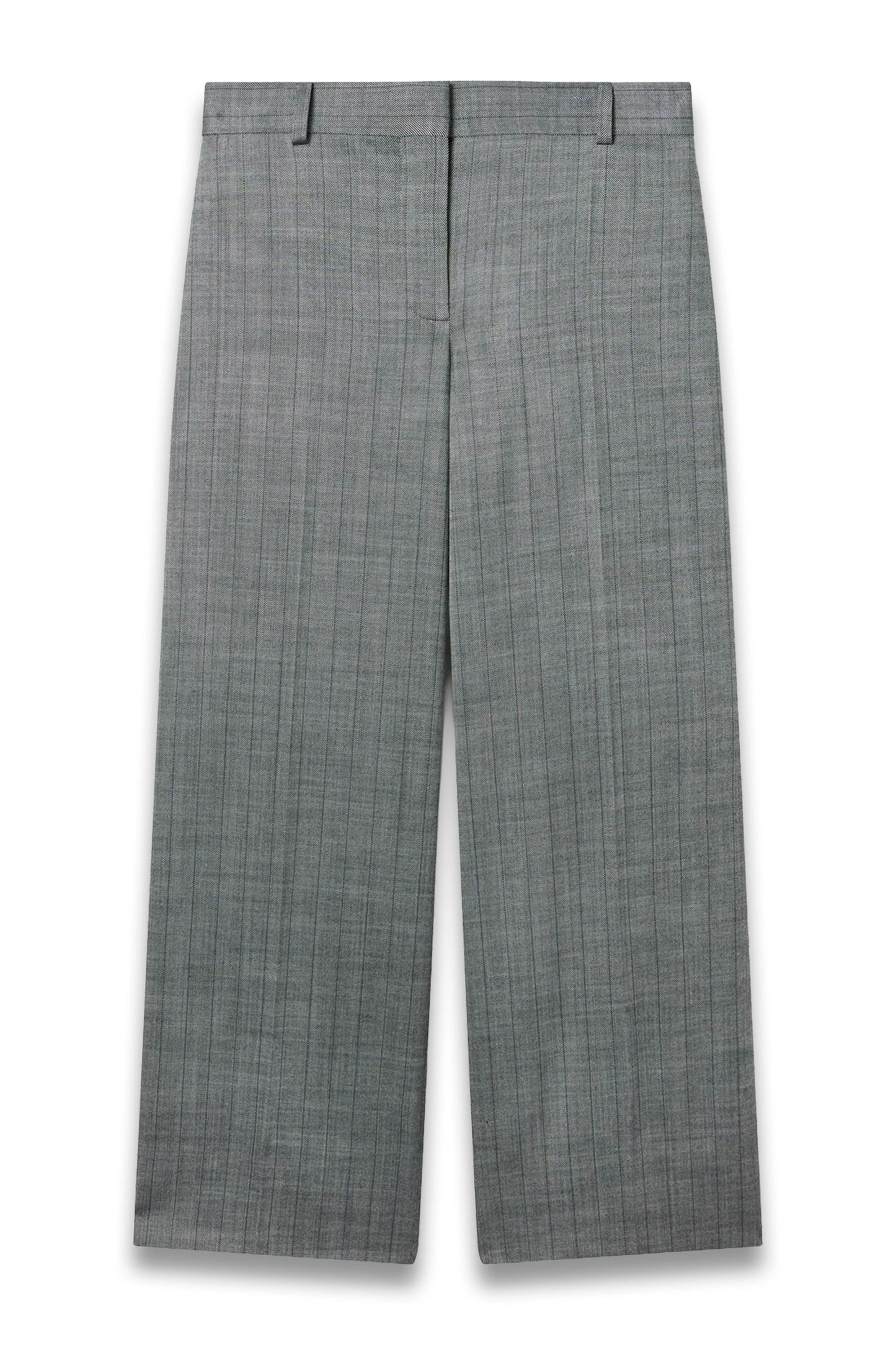 Pinstripe Pleated Straight-Leg Trousers