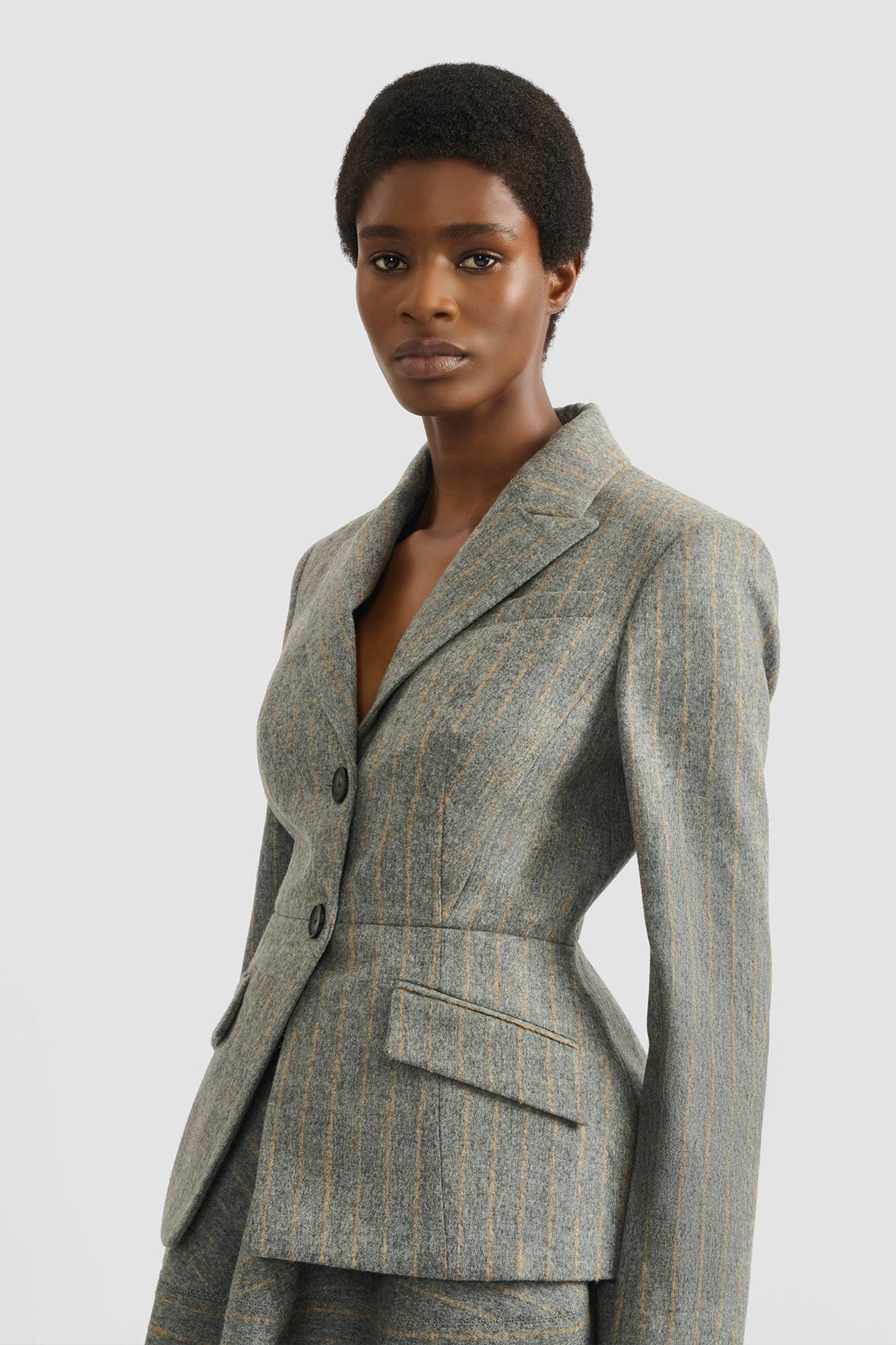 Pinstripe Fitted Blazer