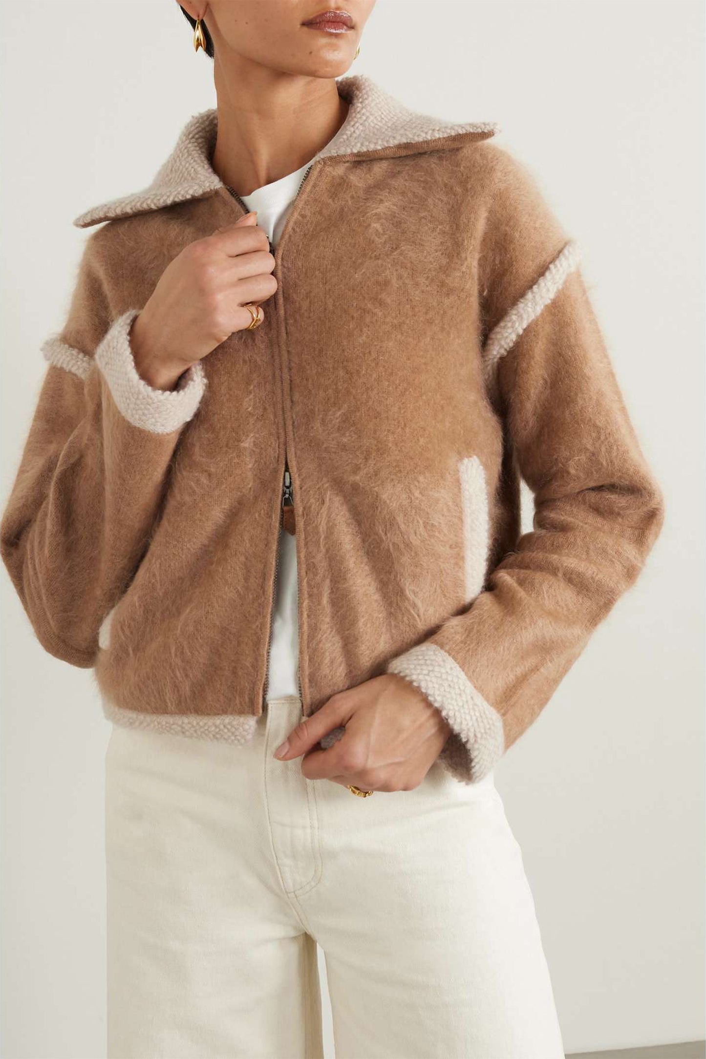 Grizzly Bouclé-Trimmed Cashmere Jacket
