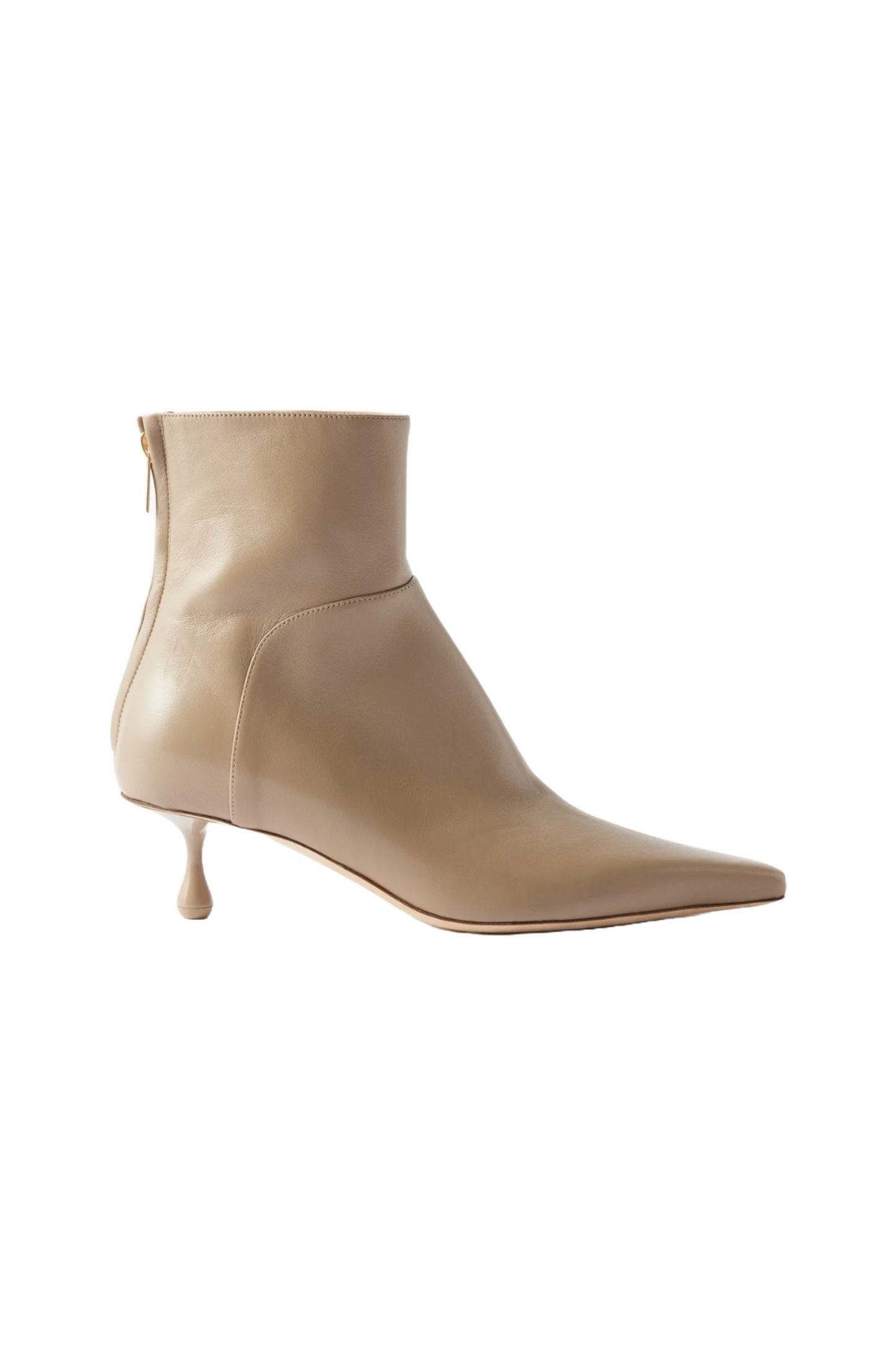 Cycas Beige 50 Point-toe Leather Heeled Boots