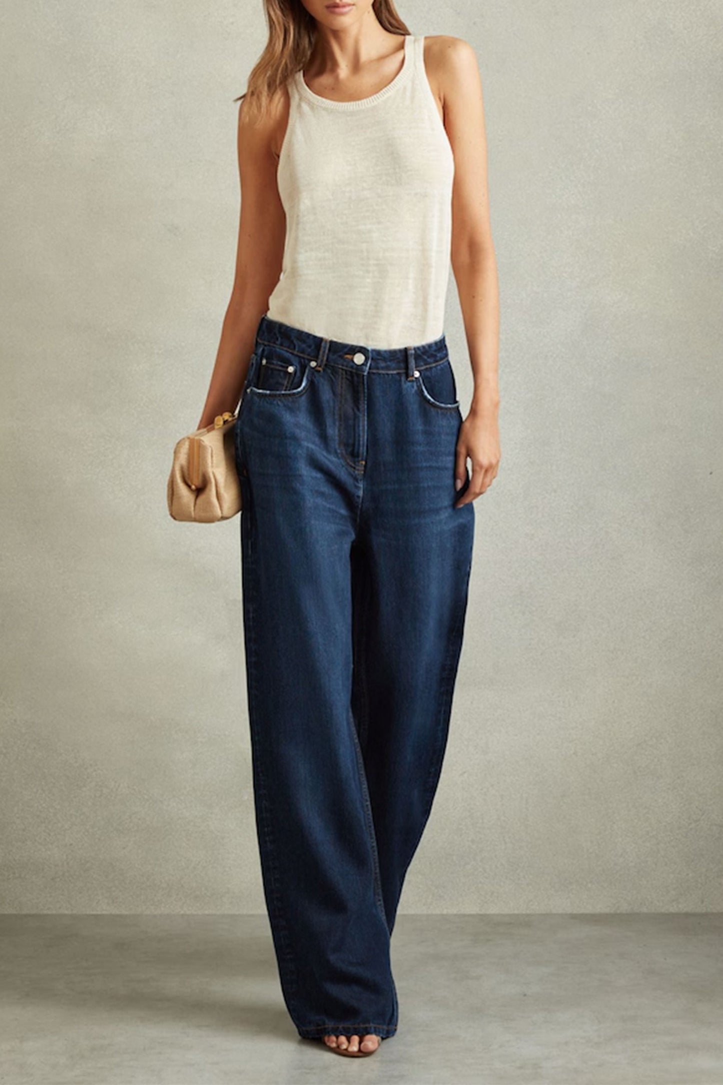Lightweight Viscose Blend Relaxed Jeans in Dark Blue