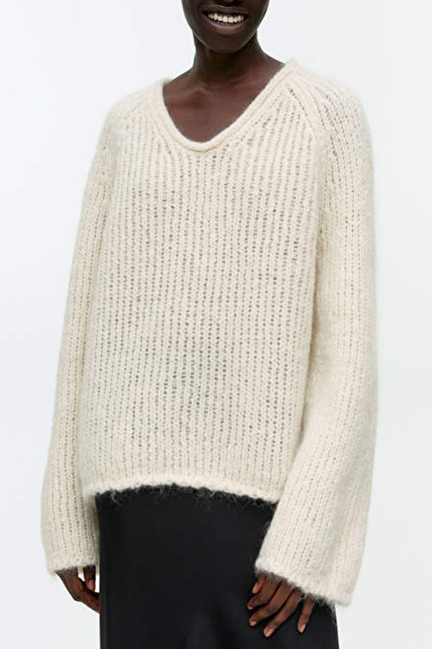 Loose-Knit Wool-Mohair Jumper Off White