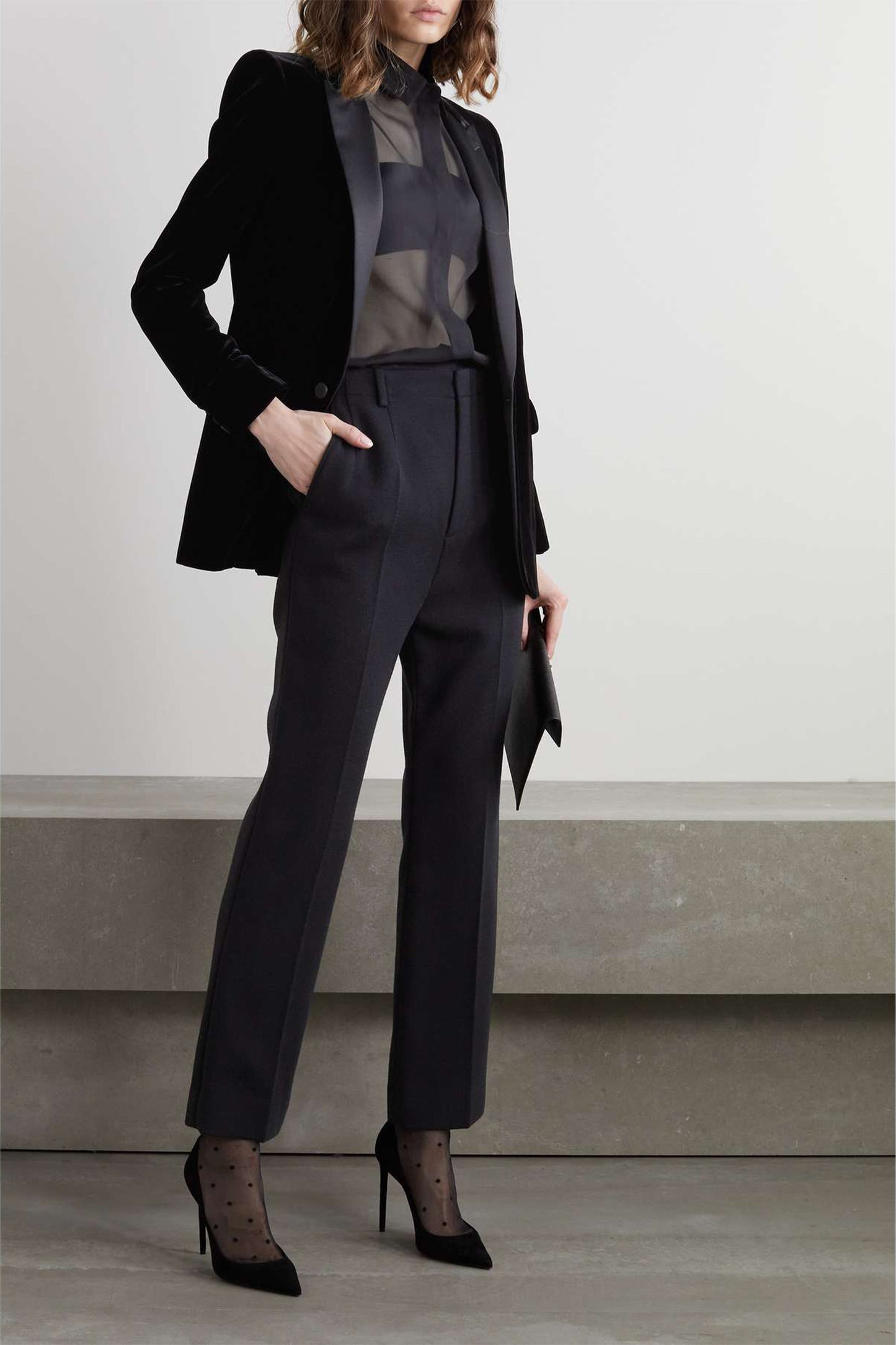 Satin-Trimmed Velvet Blazer