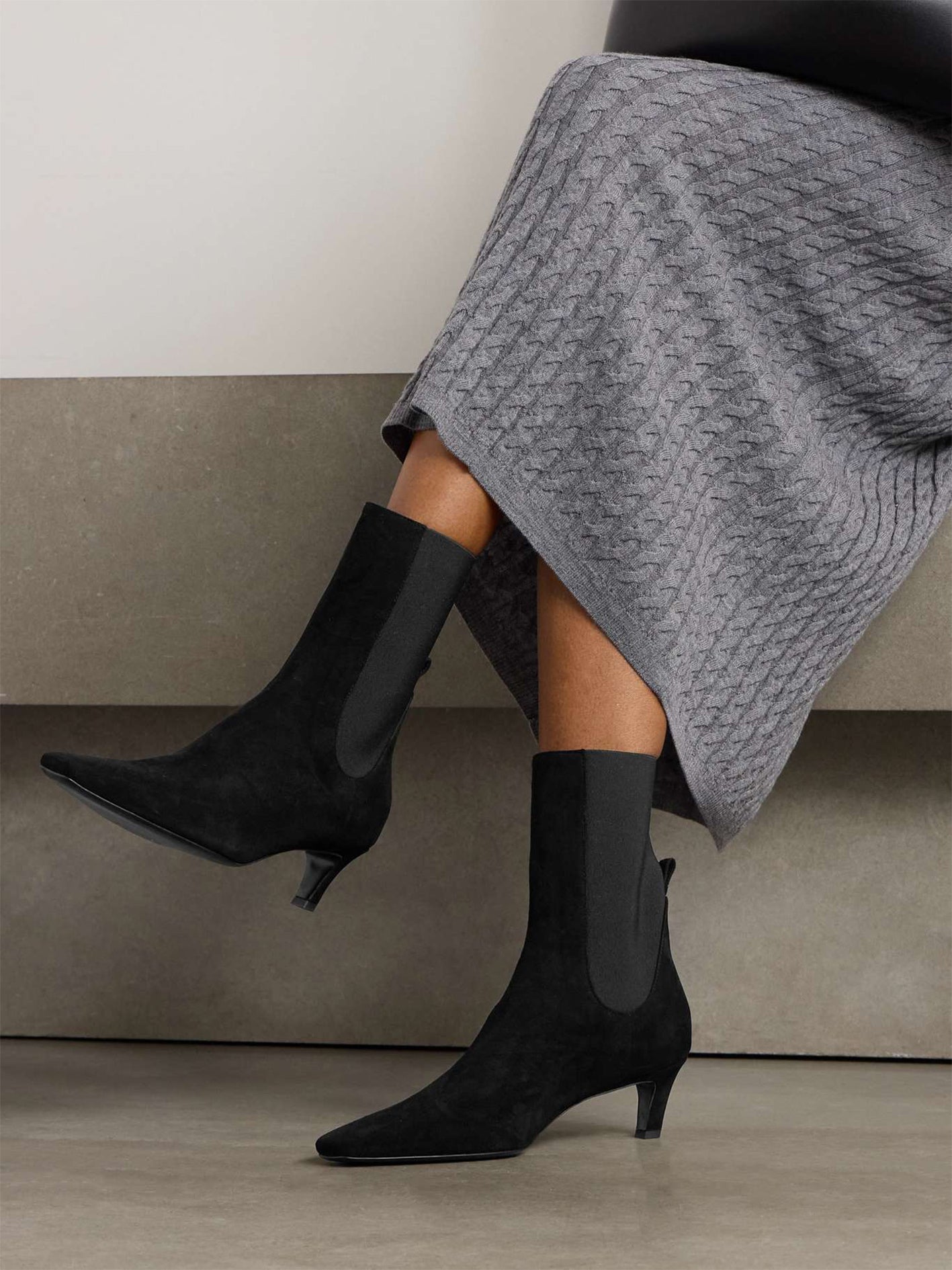 The Mid Heel Suede Chelsea Boots
