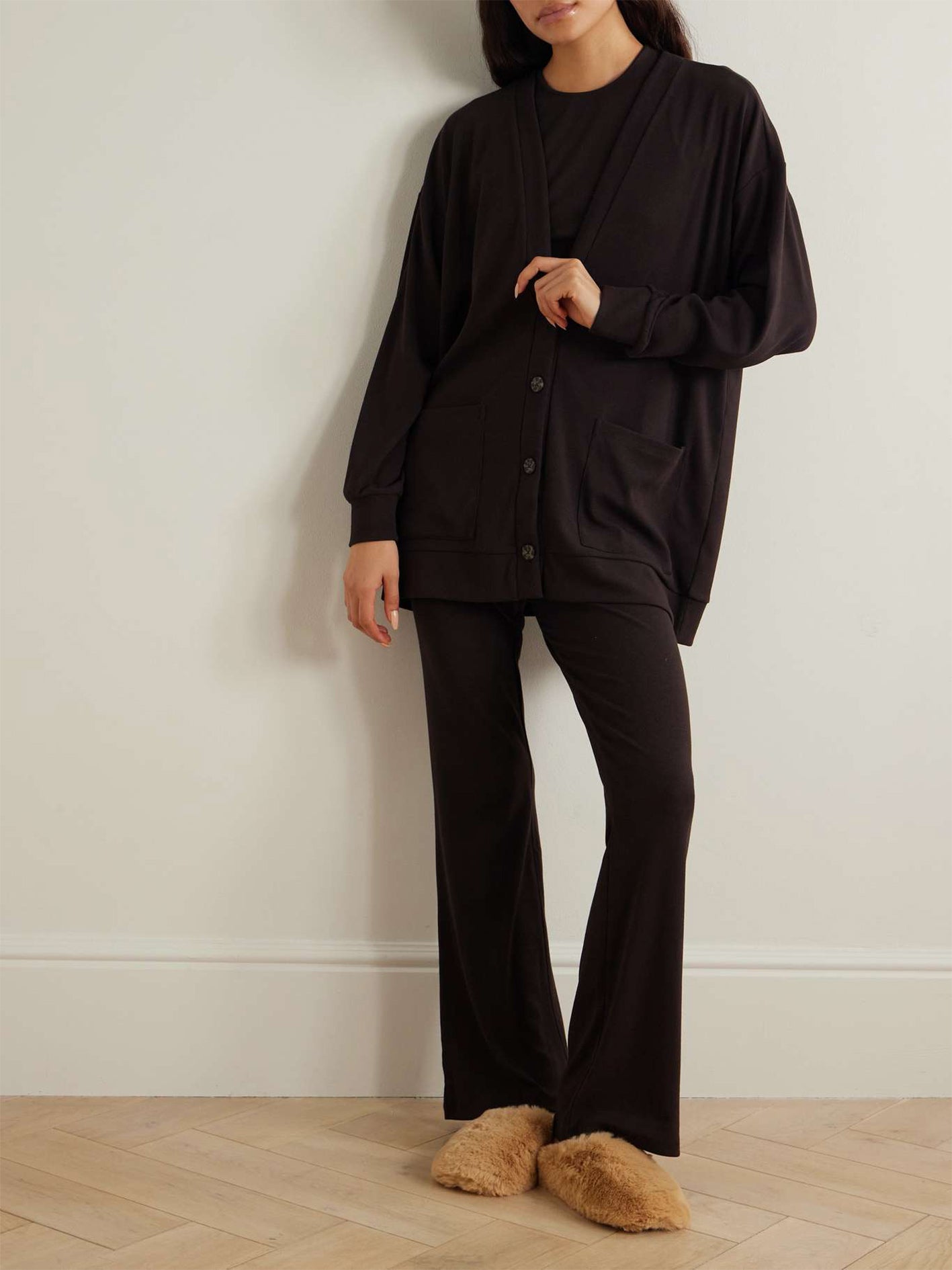 Nicolette Ribbed Stretch-Pima Cotton and Modal-Blend Cardigan