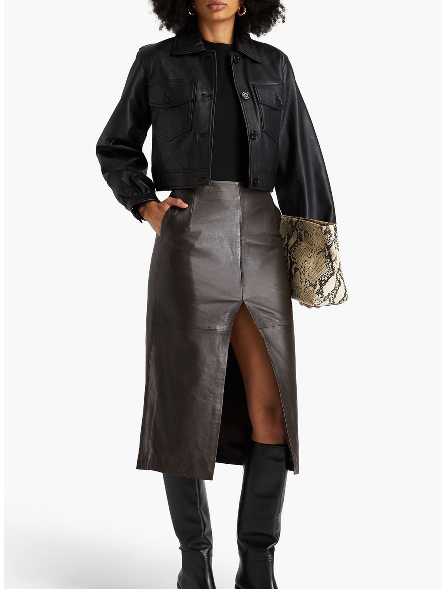 Mallory Leather Midi Skirt
