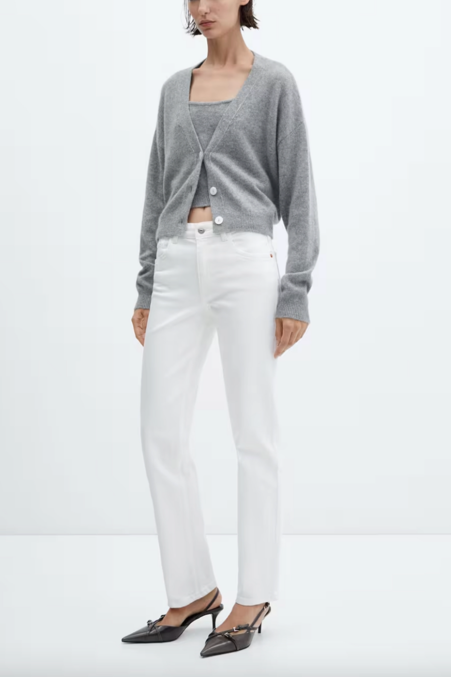 Medium-Comfort White Straight Jeans