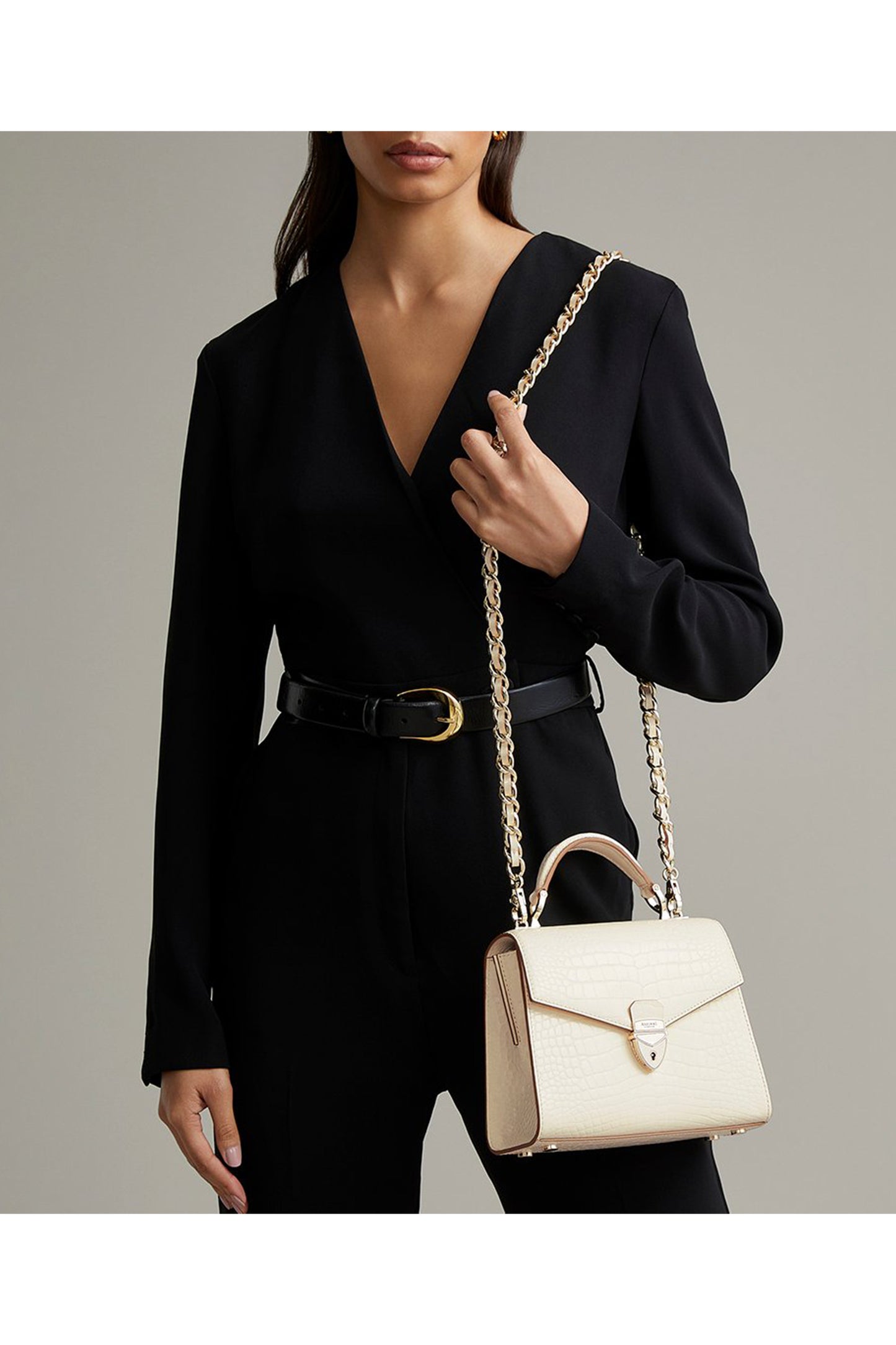 Midi Mayfair 2, Ivory Patent Croc