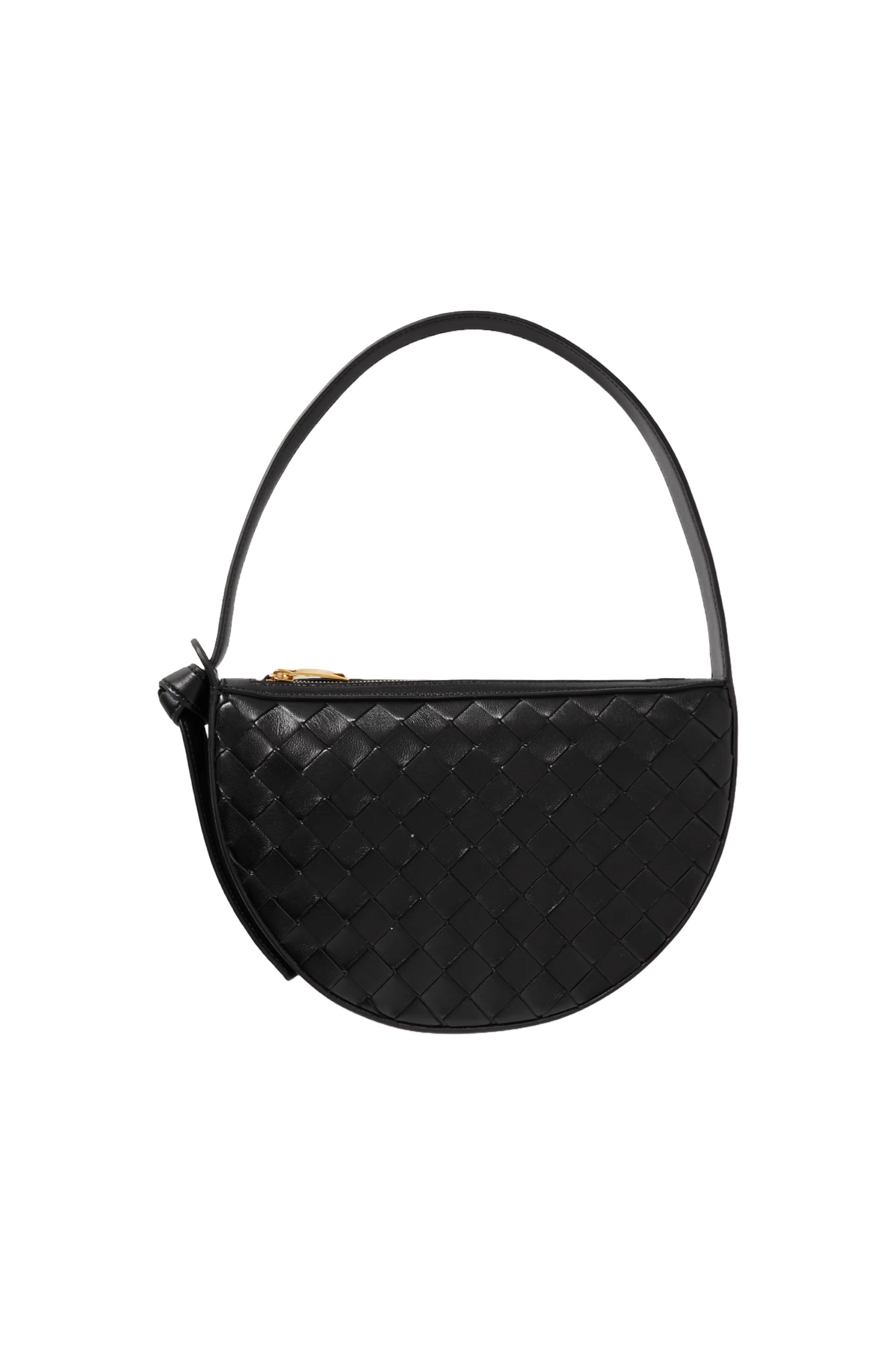 Mini Black Increcciato Leather Shoulder Bag