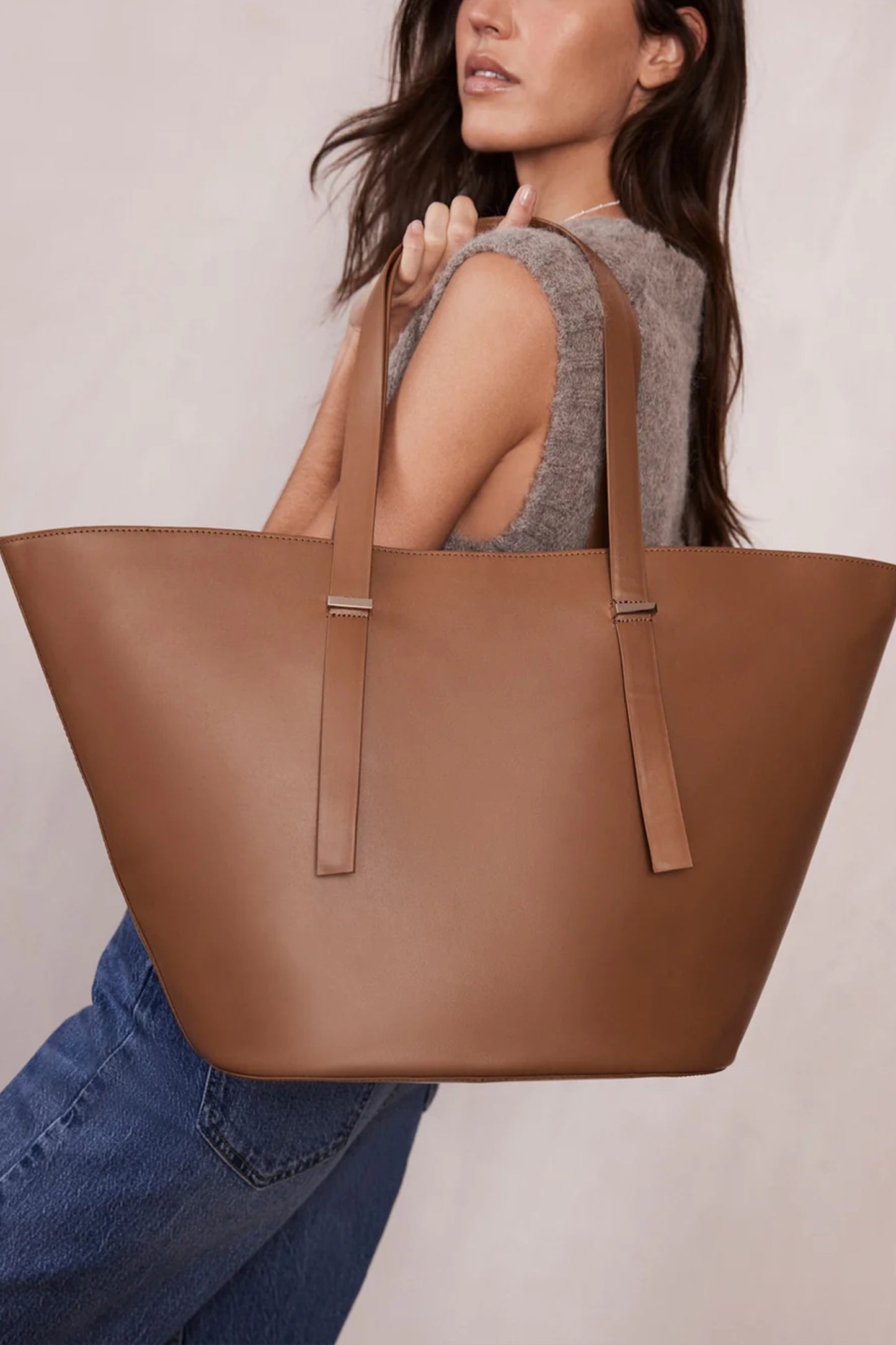 Camel Leather Tote Bag