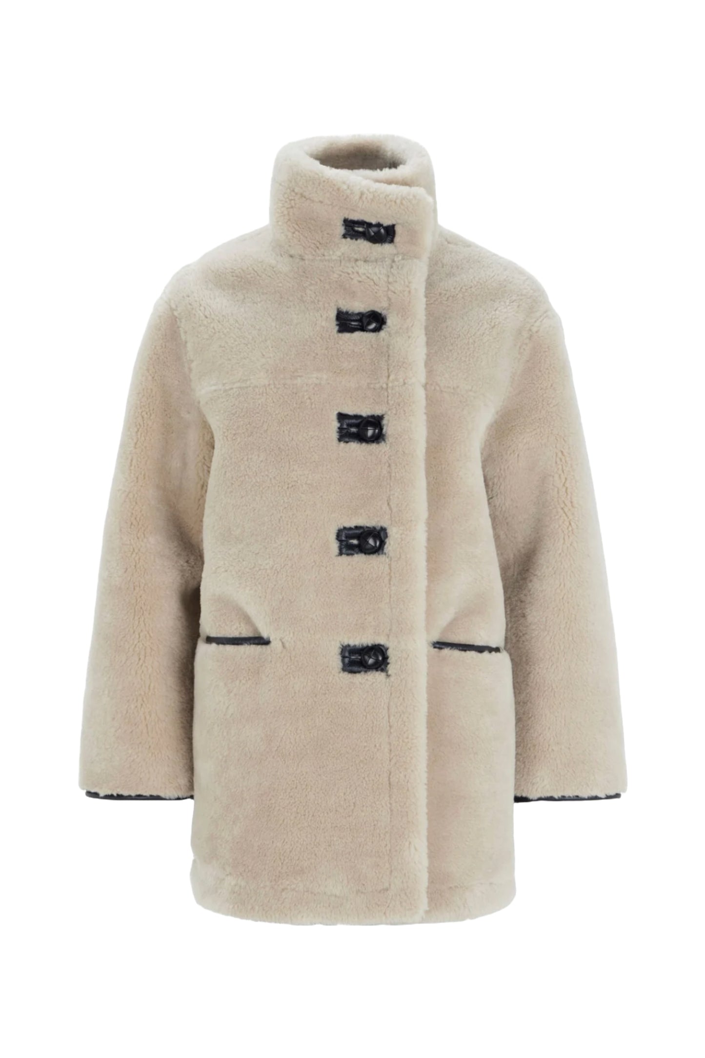 Cream Borg Funnel Neck Coat