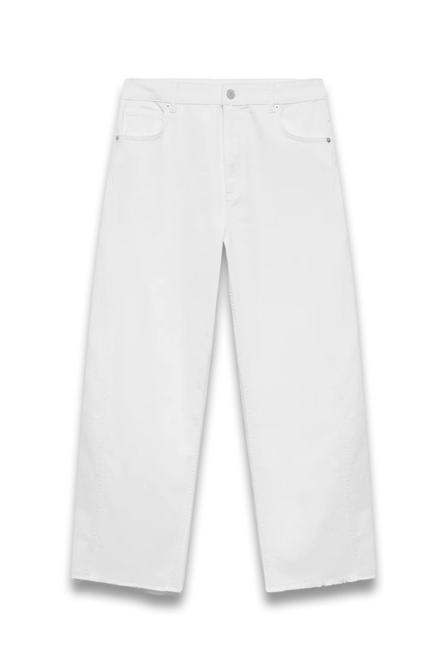 White Tapered Barrel Jeans