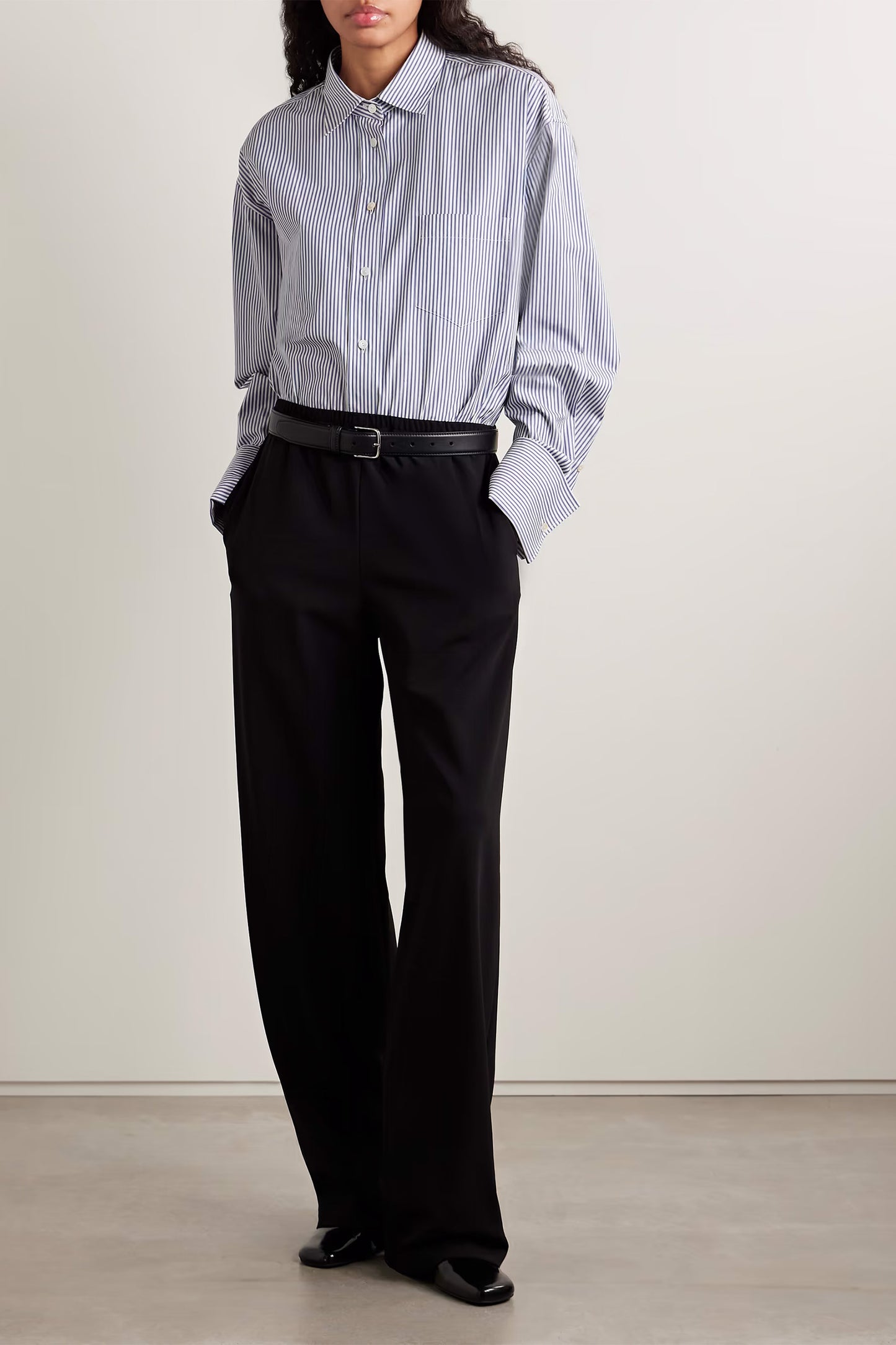 Ment oversized striped cotton-poplin shirt