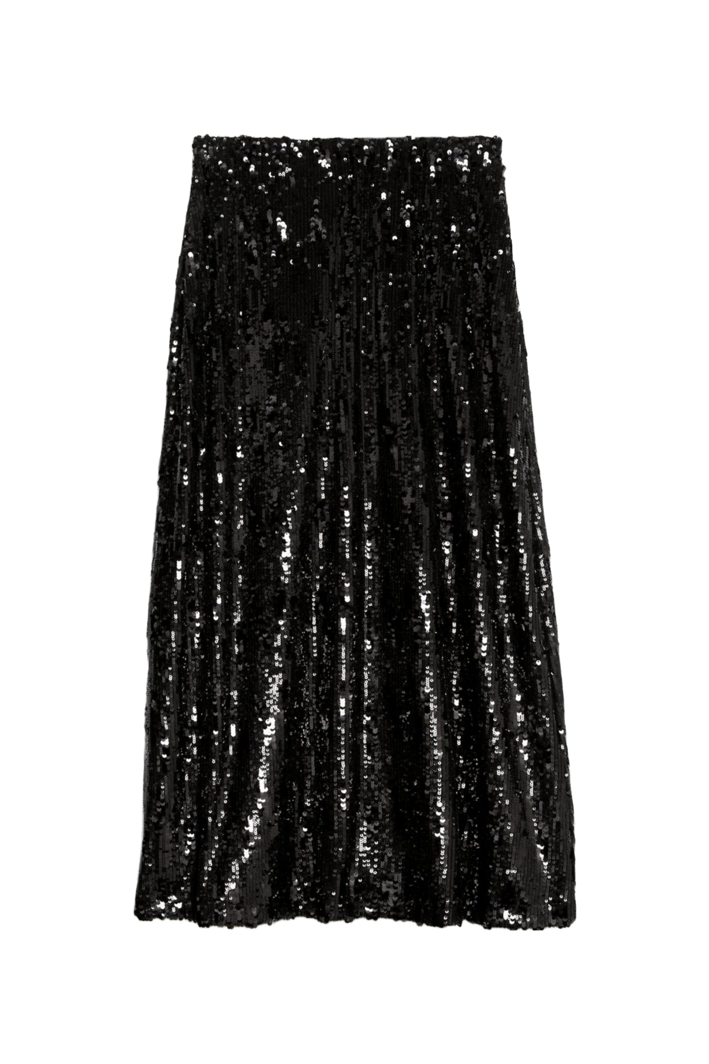 Black Sequin Midaxi Slip Skirt