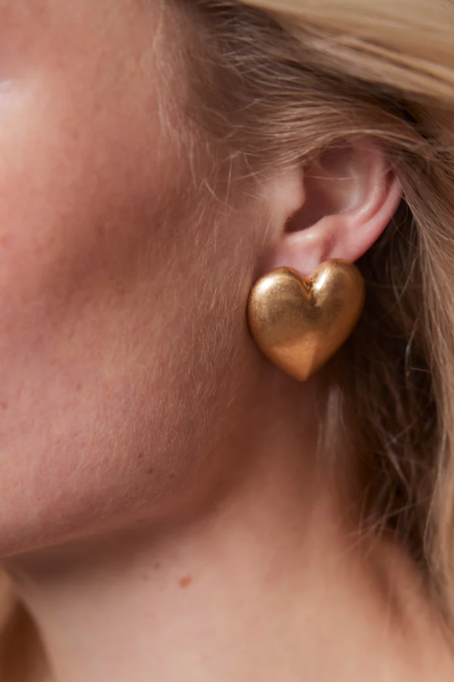 Gold Tone Heart Earrings