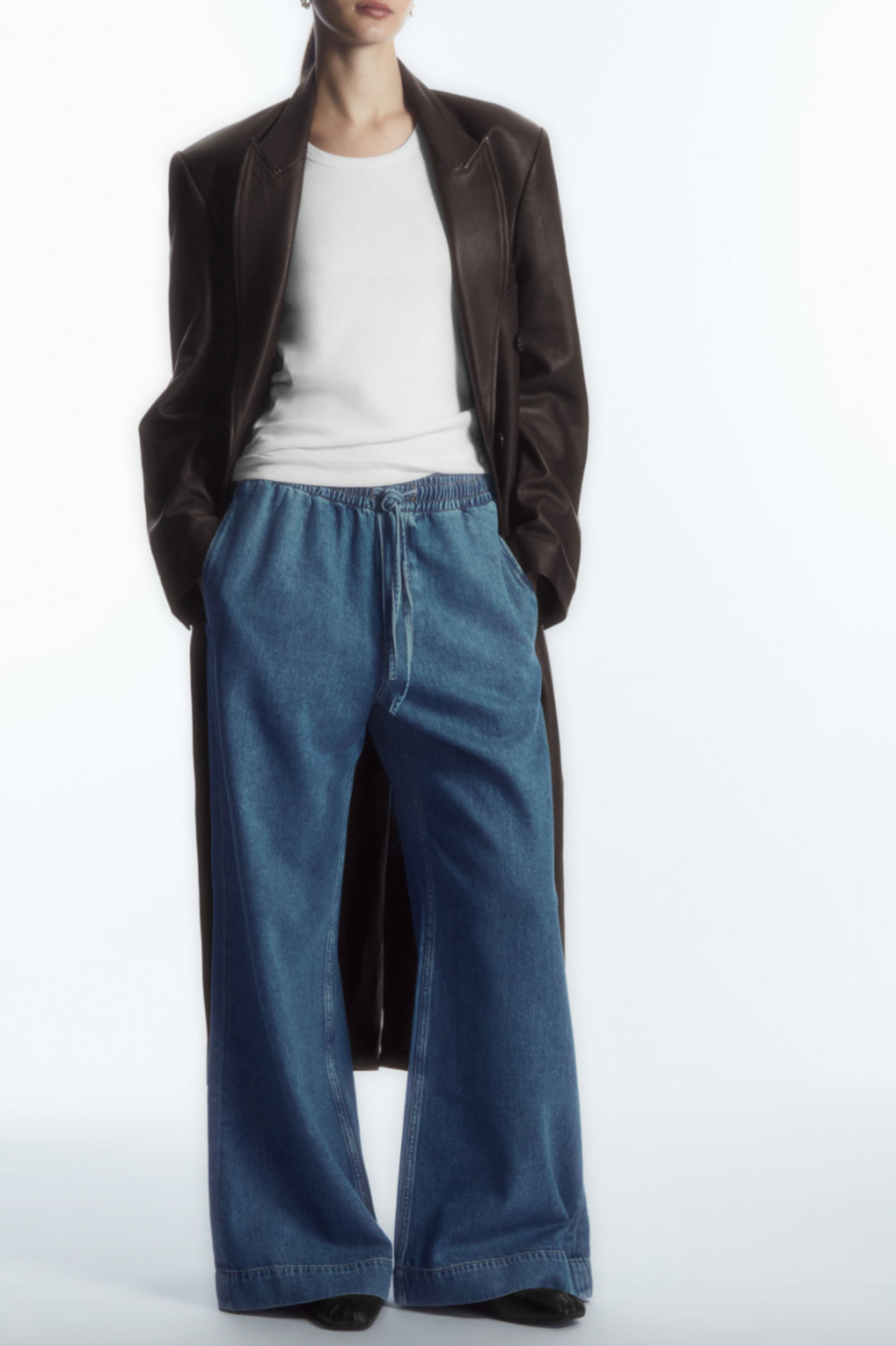 Wide-Leg Fluid Denim Trousers