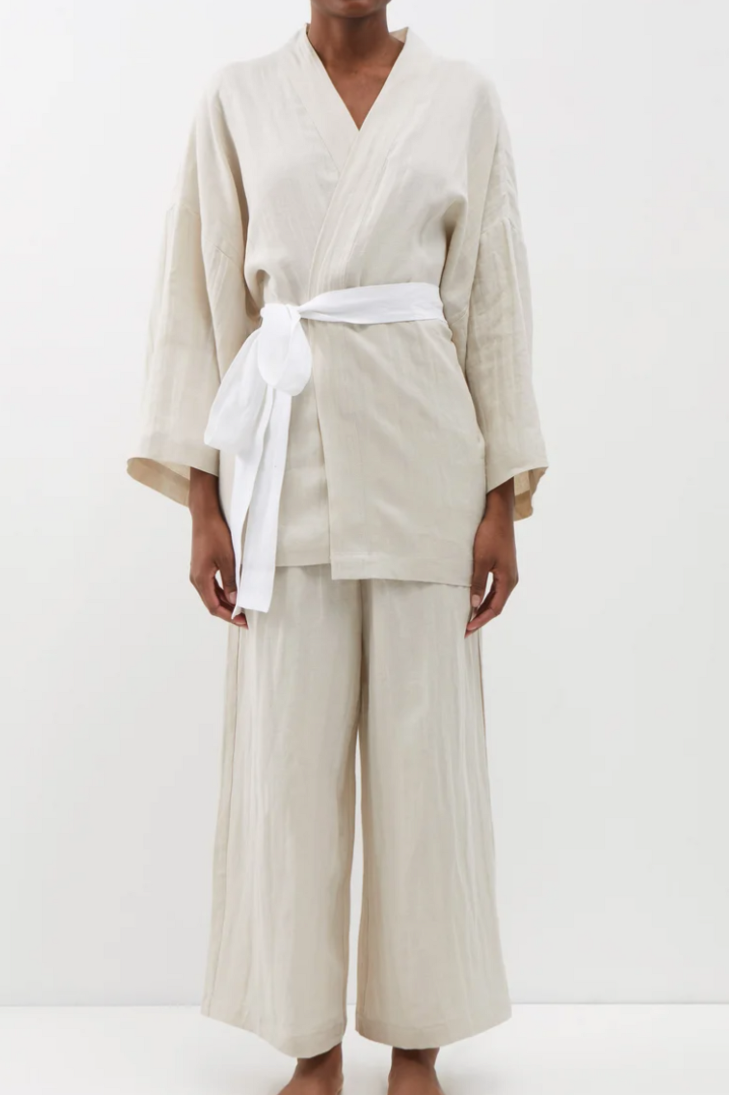 01 Belted Linen Robe Set