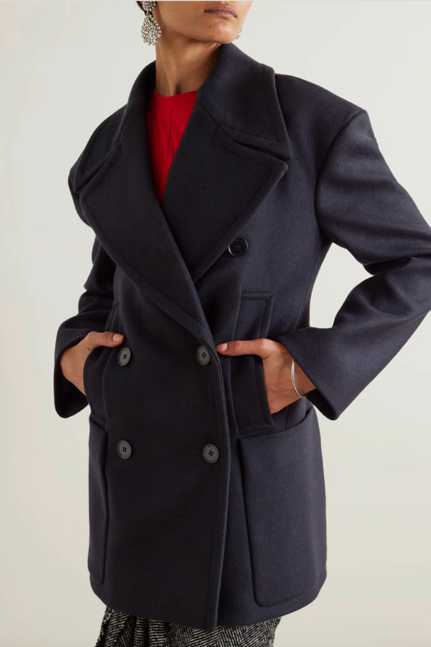 + NET SUSTAIN Double-Breasted Wool Jacket