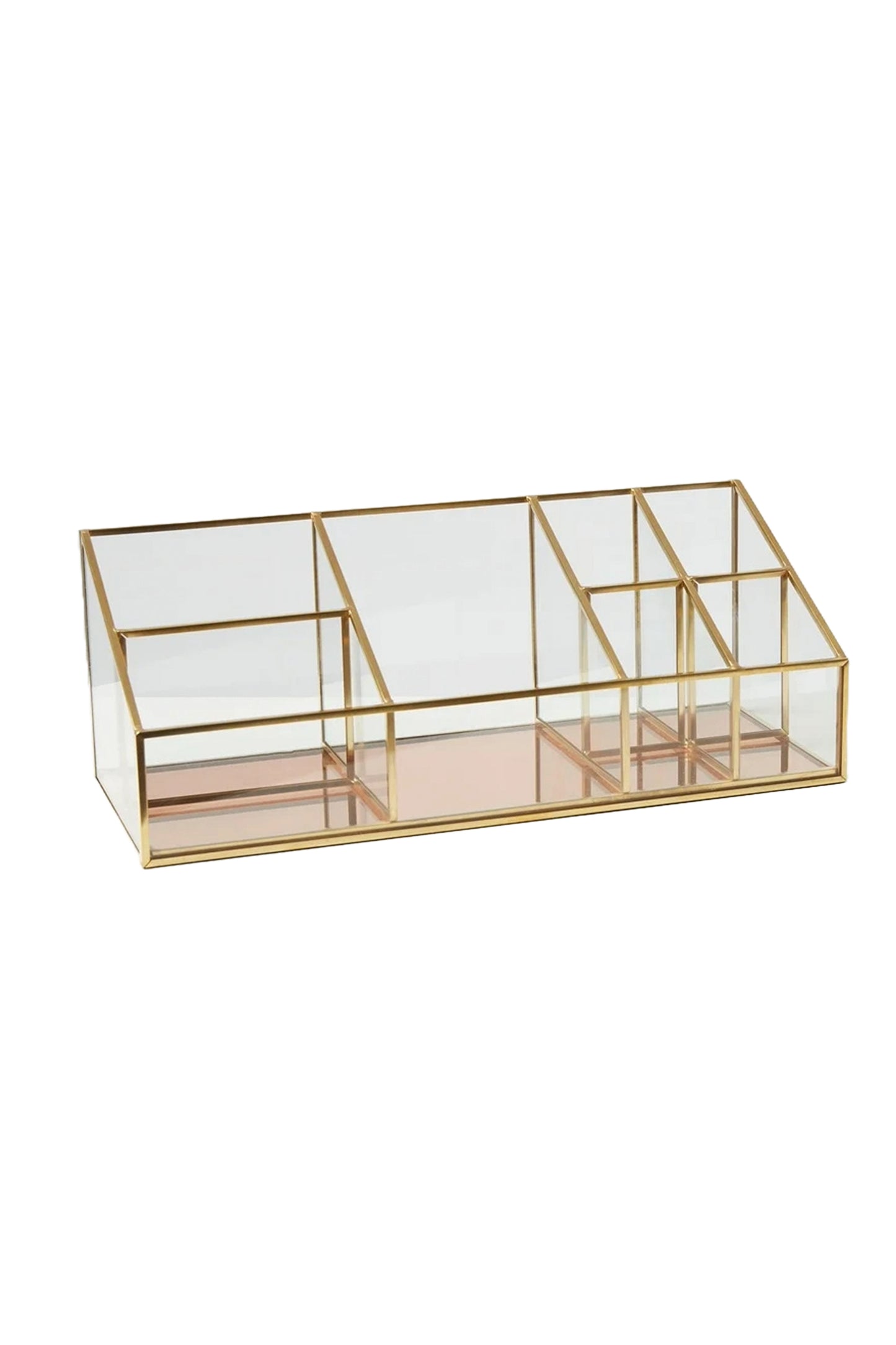 Pink Gold & Glass Beauty Storage Organiser