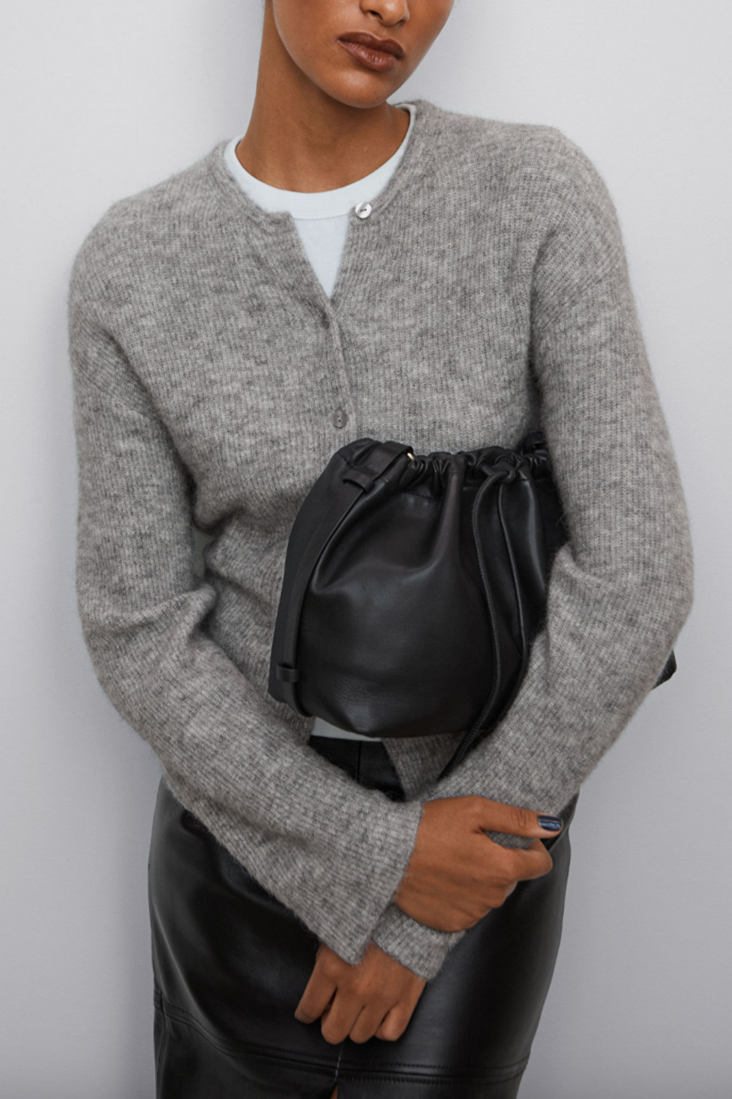 Grey Melange Knitted Cardigan