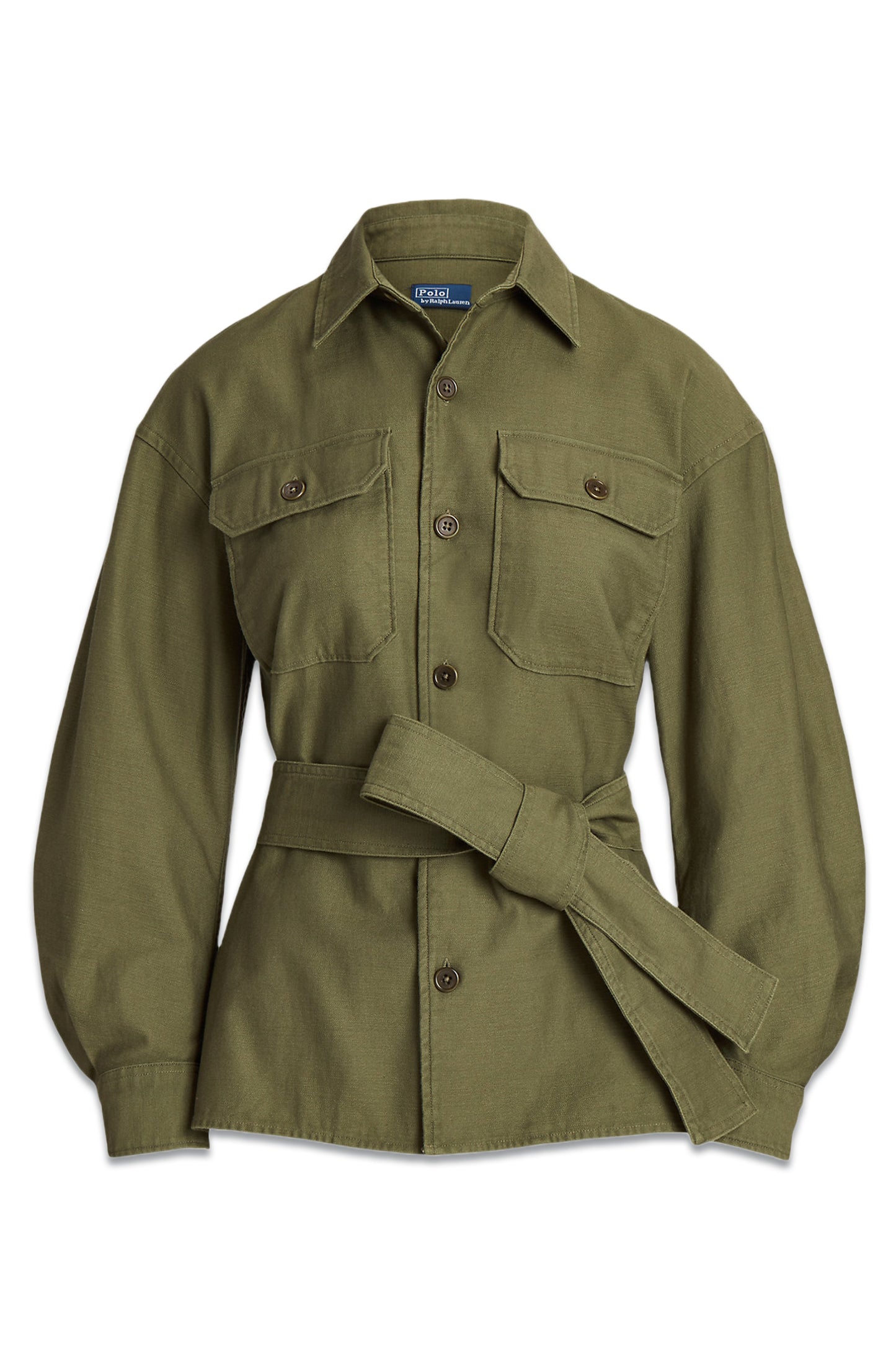 Belted Cotton Satin Shirt