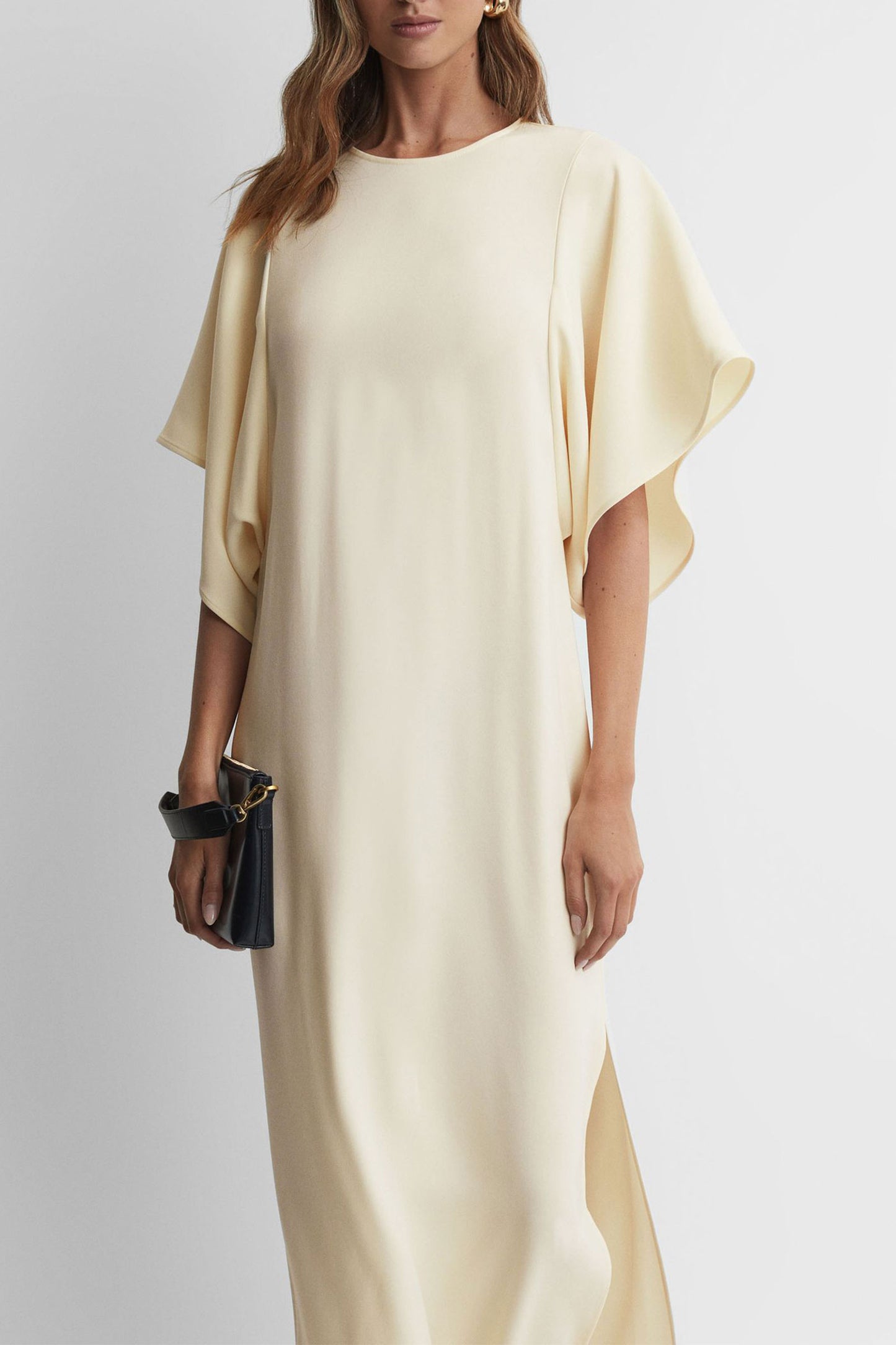Cape-Sleeve Midi Dress