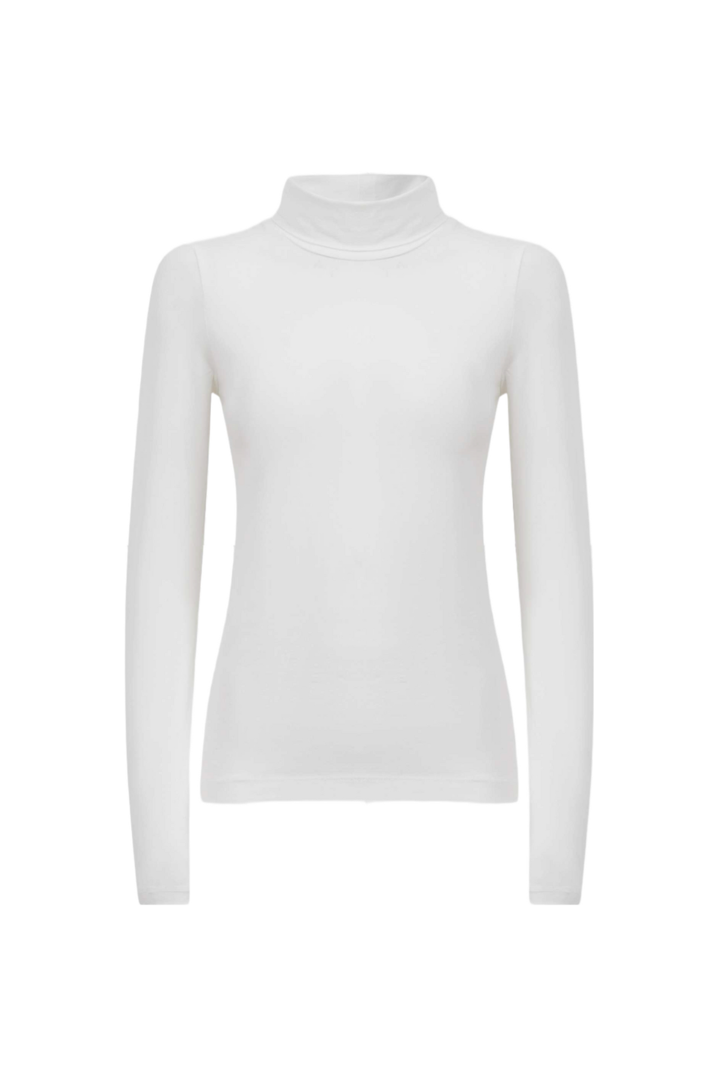 White Piper Fitted Roll Neck Top