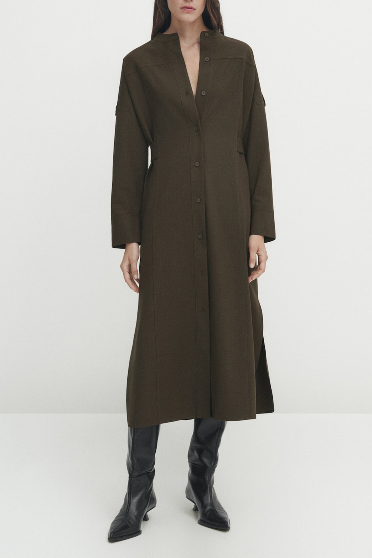 Shirt Dress with Shoulder Detail